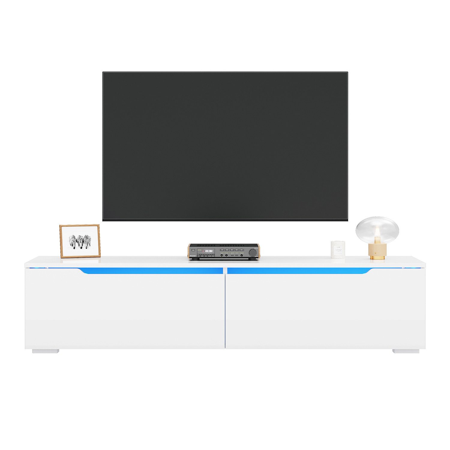 SONNI TV-Schrank Lowboard TV Schrank weiß/schwarz Hochglanz 100-200cm