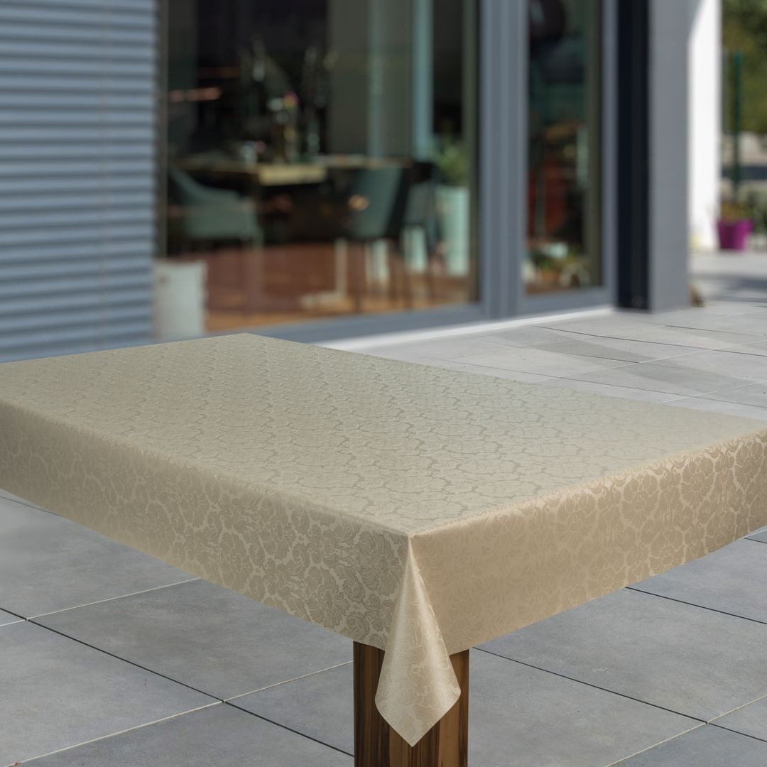 laro Tischdecke Wachstuch-Tischdecken Abwaschbar Geprägt Blumen Beige rechteckig