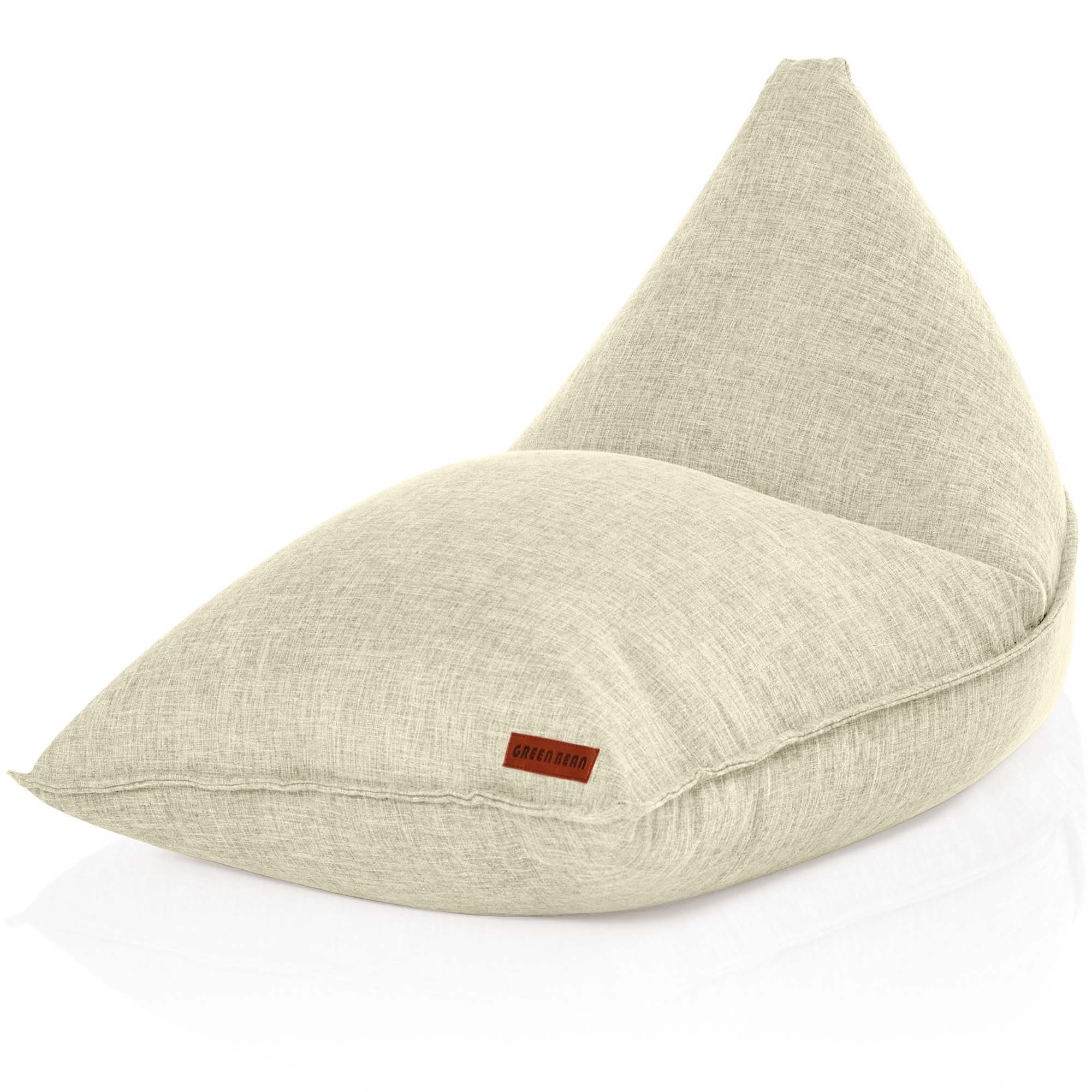 Green Bean Sitzsack Triangle (Indoor XXL Sitzsack 150x100x100cm mit EPS-Perlen Füllung -, Kuschelig Weich Waschbar), Bodenkissen Liegekissen Sitzkissen Chillkissen Liegekissen Beige