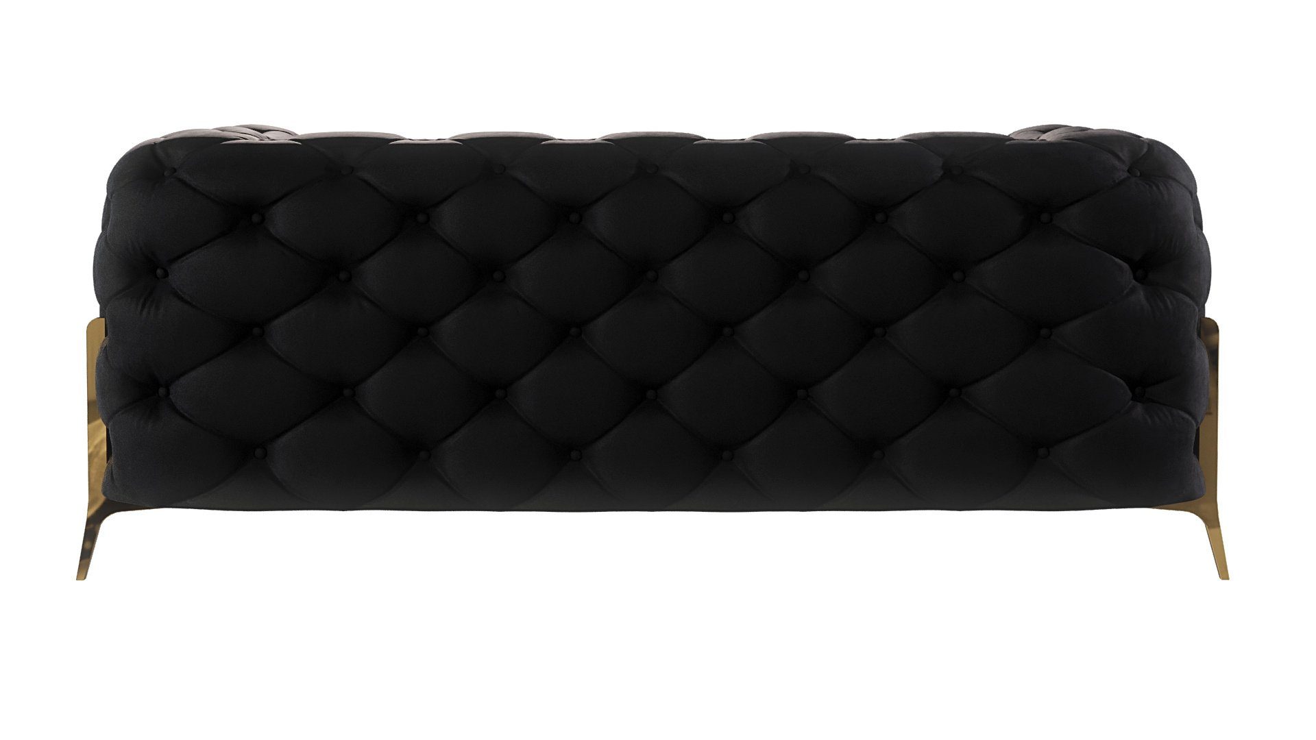 Schwarz 2-Sitzer Möbel Chesterfield Ashley Wellenfederung mit S-Style mit Sofa Goldene Metall Füßen,