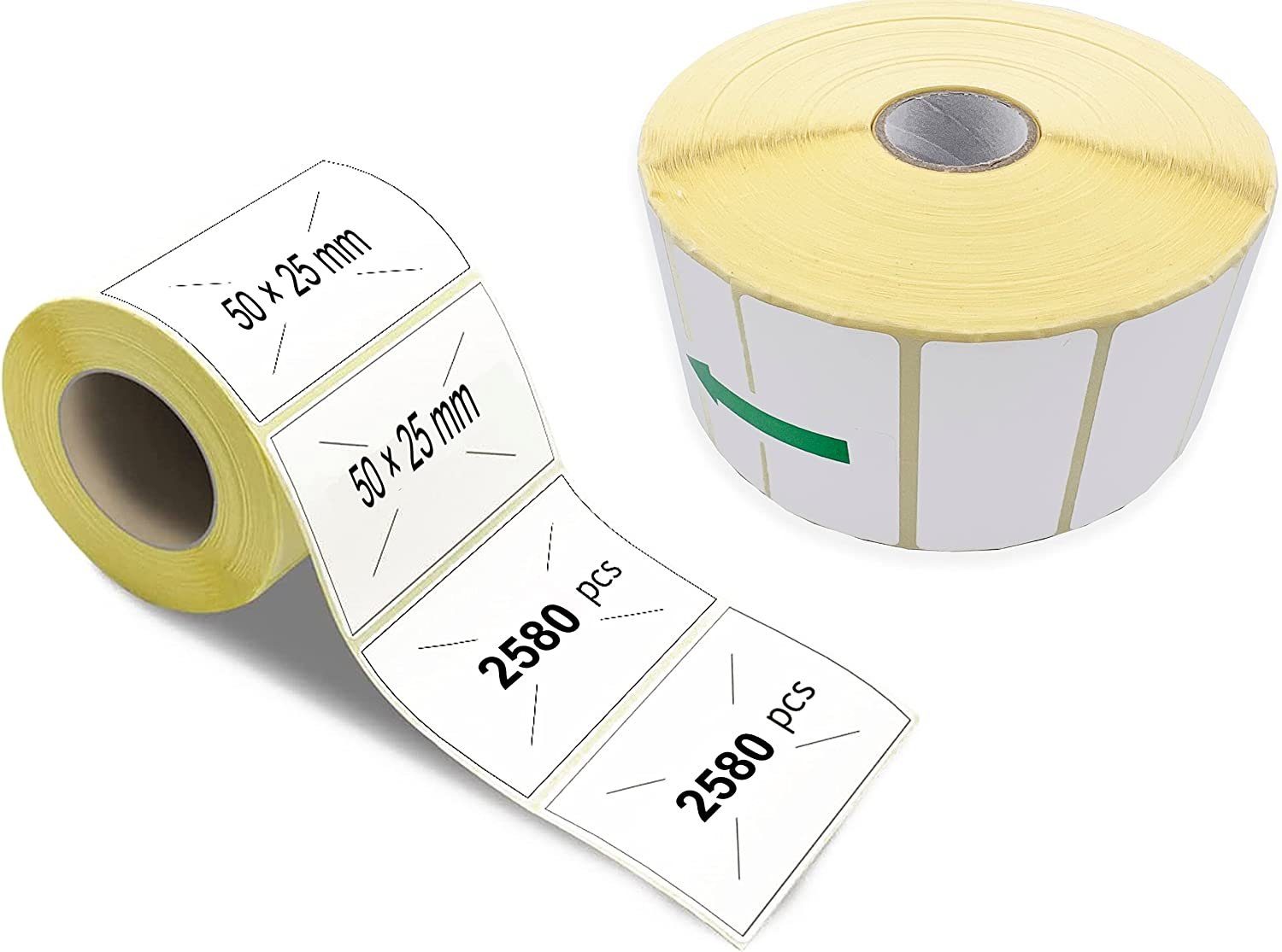 Adhes Tape Etiketten Thermo Etiketten, Je Rolle 2580 Label 50 × 25 mm Haushaltsetiketten, 5 Rollen Selbstklebend Aufkleber für Etikettendrucker