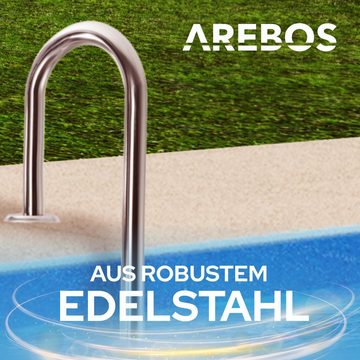 Arebos Poolleiter Edelstahl, inkl. Kunststoffbolzen, Flanschrohr und Montagematerial (Packung), 3 Stufig