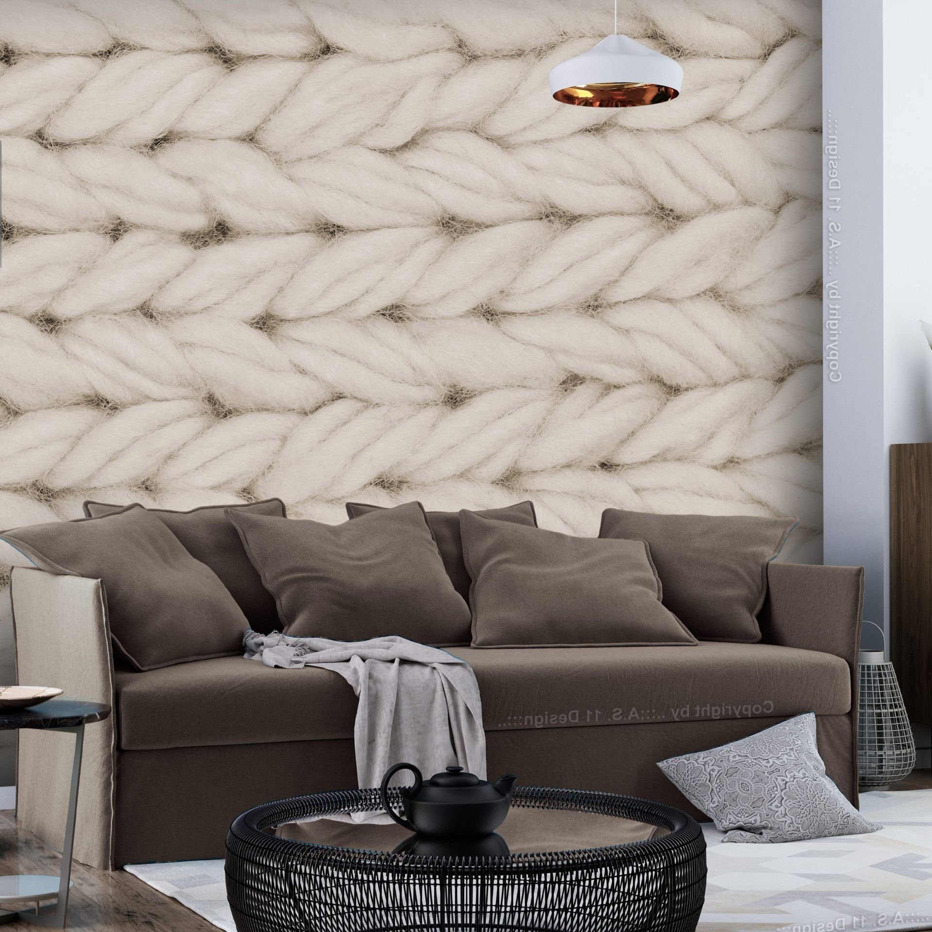 KUNSTLOFT Vliestapete Real Wool - Third Variant 0.98x0.7 m, matt, lichtbeständige Design Tapete
