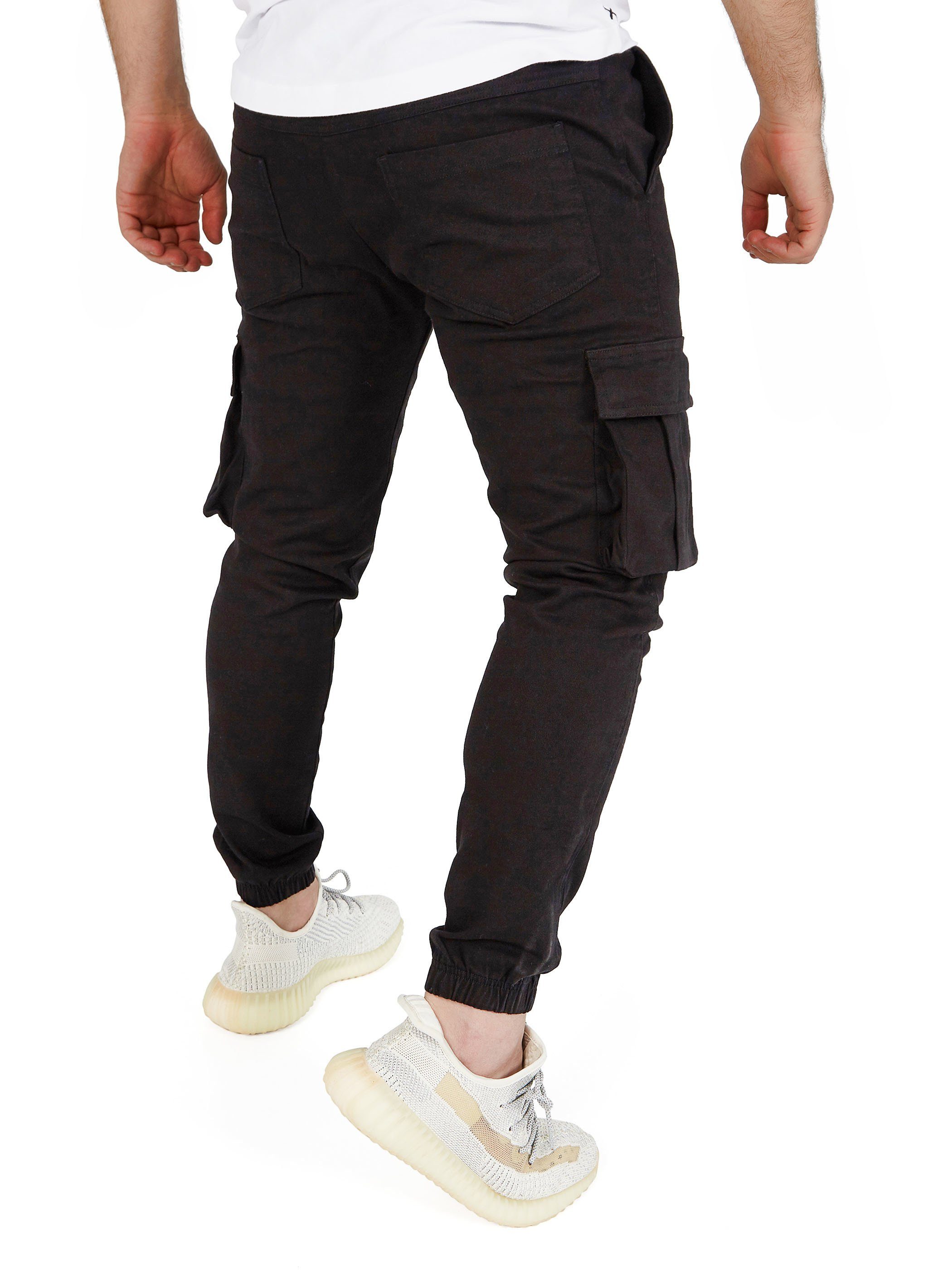 Pittman Cargohose Cargohosen Herren Chino Giga mit elastischem Bund, Cargotaschen