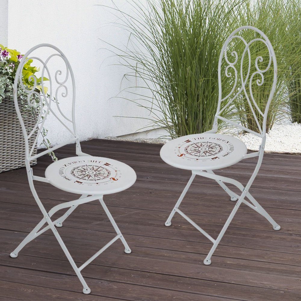 etc-shop Gartenstuhl, Balkonstühle klappbar 2er Set Klappstühle Garten weiß | Stühle