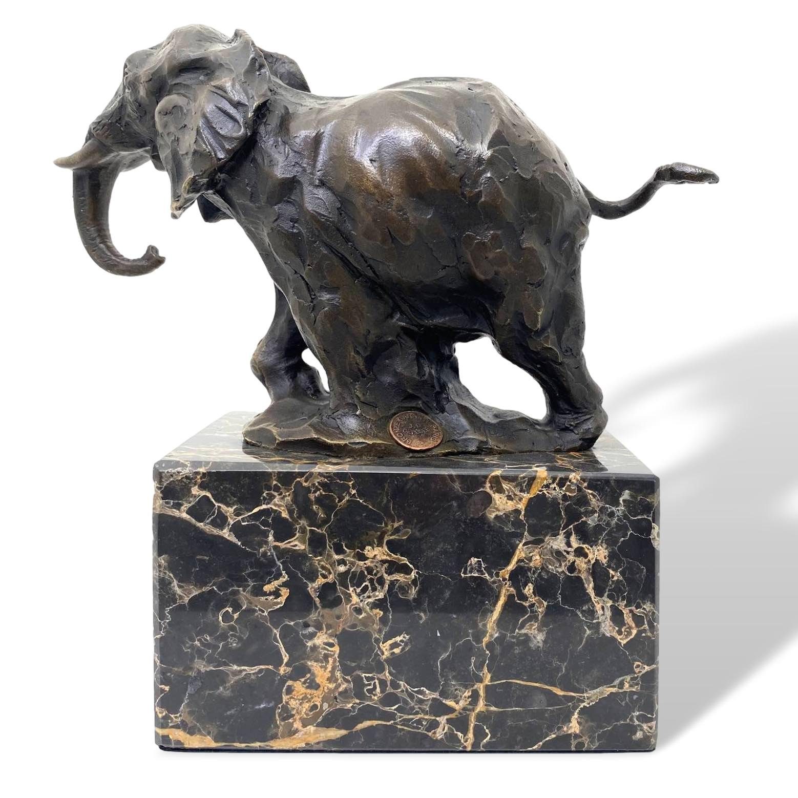 Skulptur Bronze Elefant im Figur Bronzefigur Aubaho Bronzeskulptur 21cm Antik-Stil