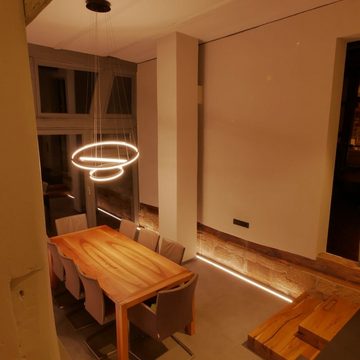 s.luce Pendelleuchte LED Ring-Kombination 2-flammig oder 3-flammig Schwarz, Dimmbar mit Phasenanschnitt/-abschnitt (Dimmschalter), Warmweiß