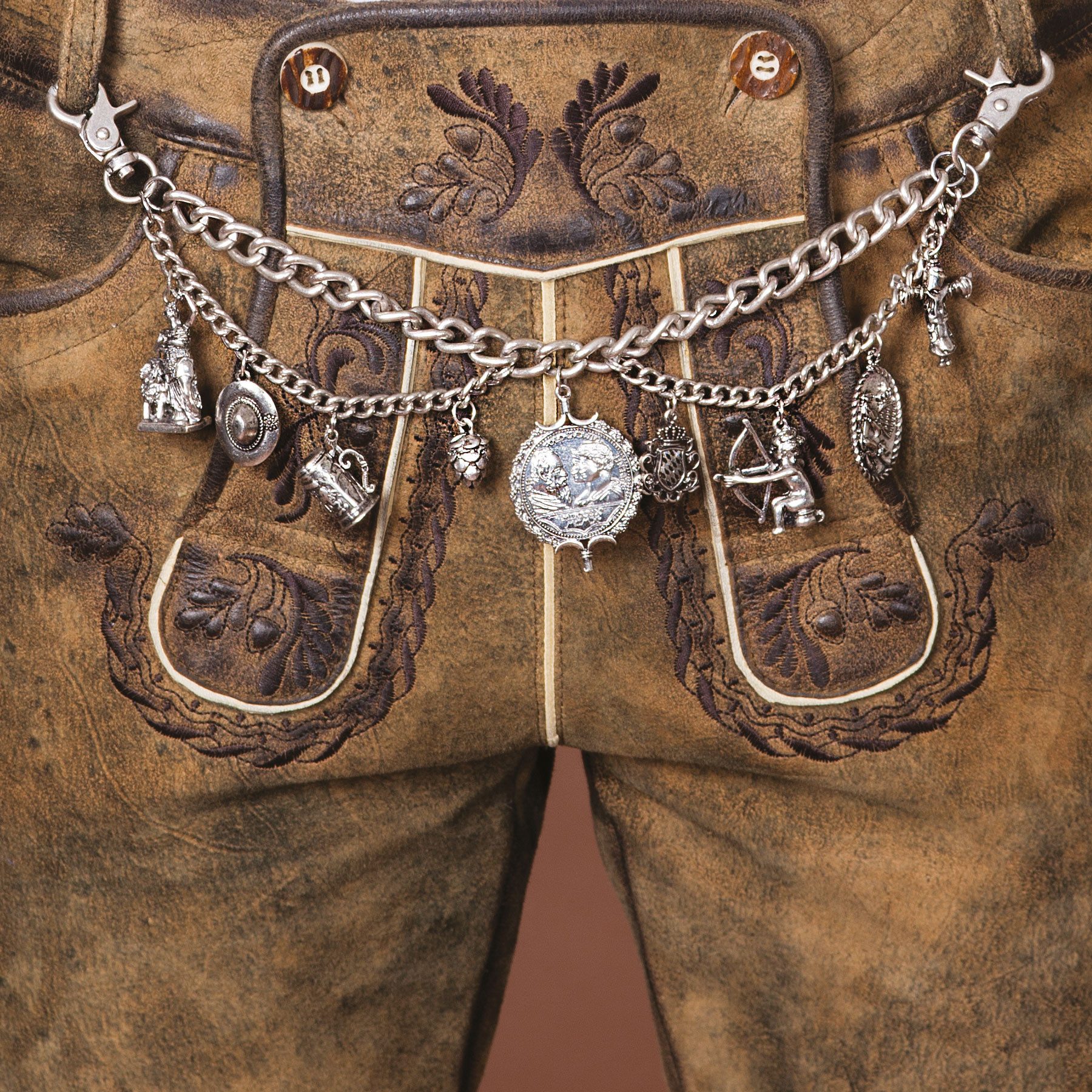 Moschen-Bayern Trachtenlederhose Charivari Herren Kette Schmuck Lederhosen Anhänger Silber Oktoberfest