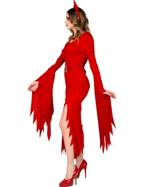 Widmann S.r.l. Hexen-Kostüm Teufelskostüm für Damen - Rotes Kleid und Teufelsh
