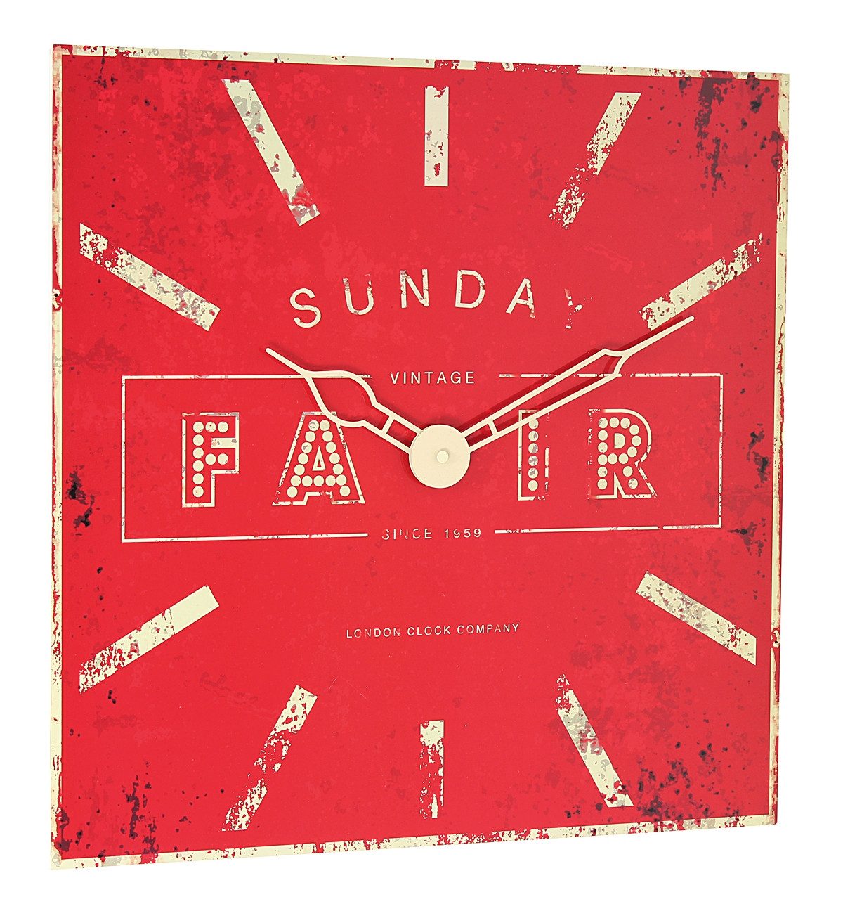 London Clock Wanduhr FAIR blau oder rot quadratisch 45 x 45 cm