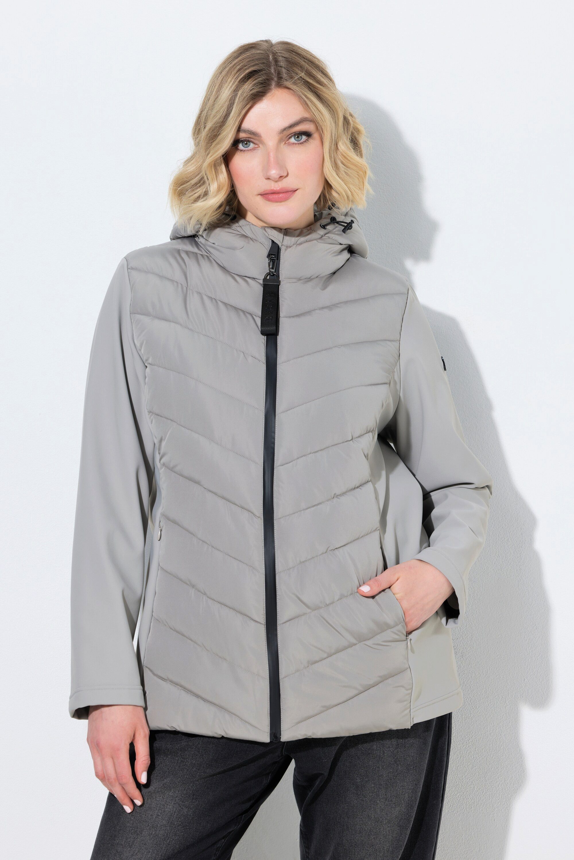 Ulla Popken Funktionsjacke HYPRAR Hybrid-Jacke Materialmix wasserabweisend