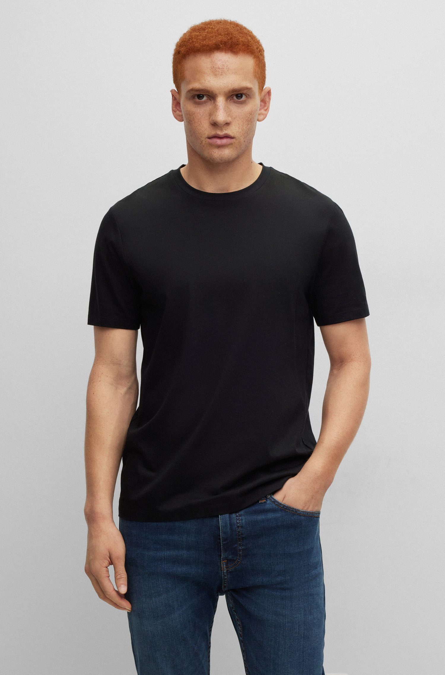 Tessler Schwarz BOSS (001) (1-tlg) T-Shirt
