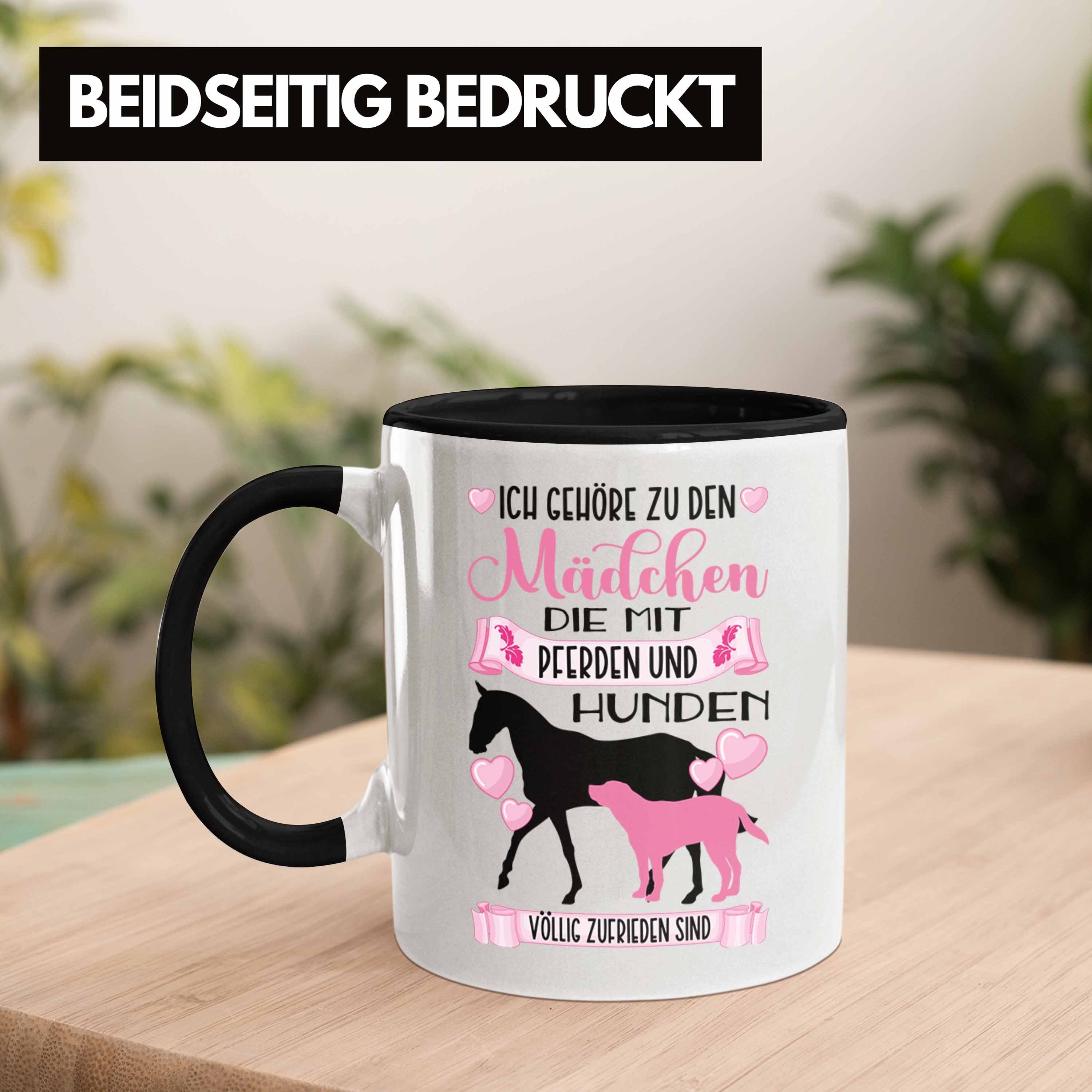 Trendation Geschenk Rosa Mädchen Tasse Reiterin Hund Schwarz Trendation Lustiger - Reiten Pferd Spruch Geschenkidee Kaffeetasse Tasse