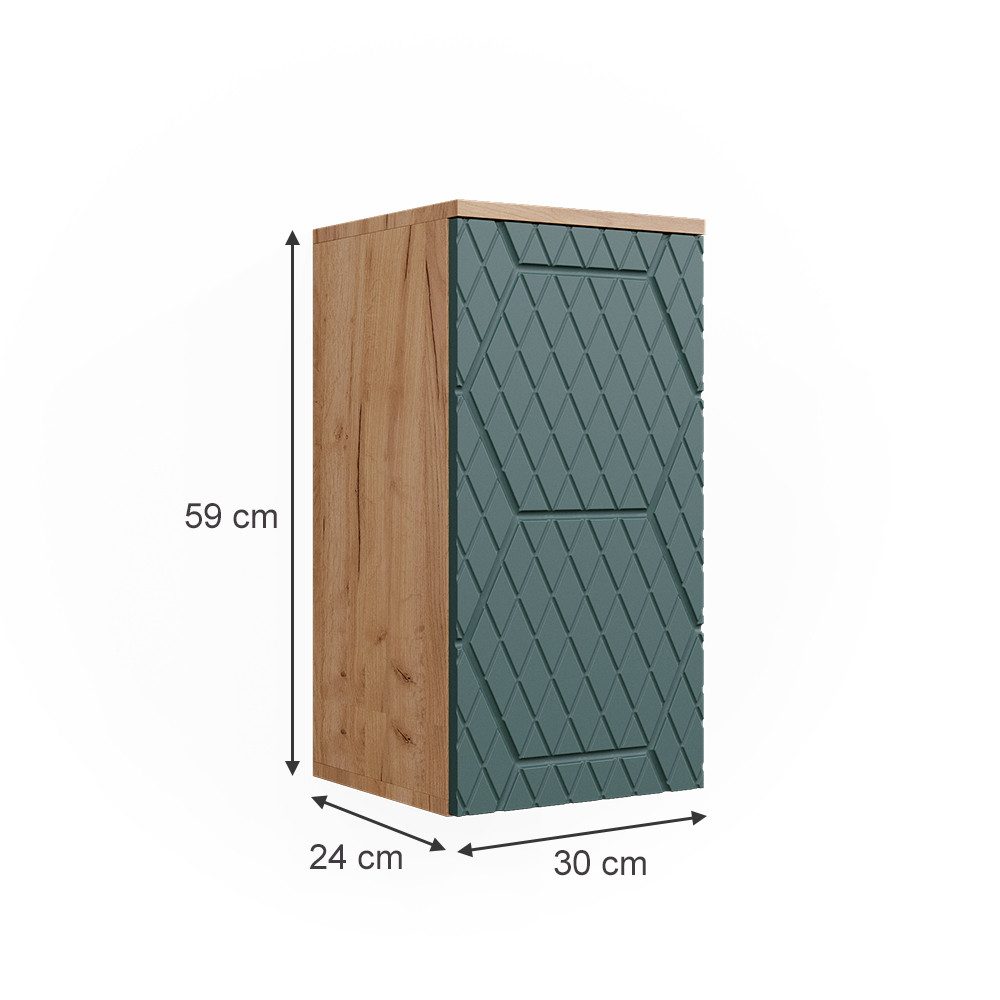 Vicco Hängeschrank Irma, Goldkraft Eiche/Grün, 30 x 59 cm 2 Fächer, Badezimmer (1-St)