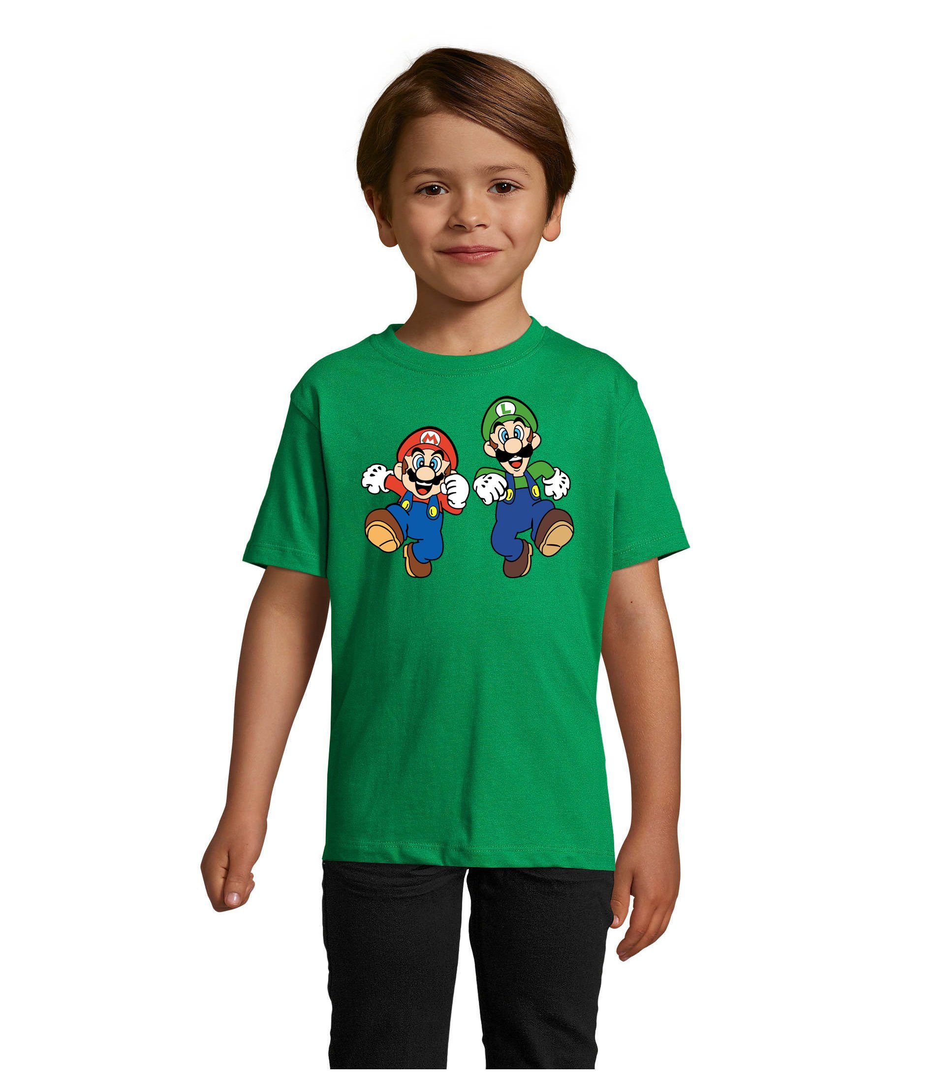 Blondie & Brownie T-Shirt Kinder Mario & Luigi Bowser Nintendo Yoshi Game Gamer Konsole Grün