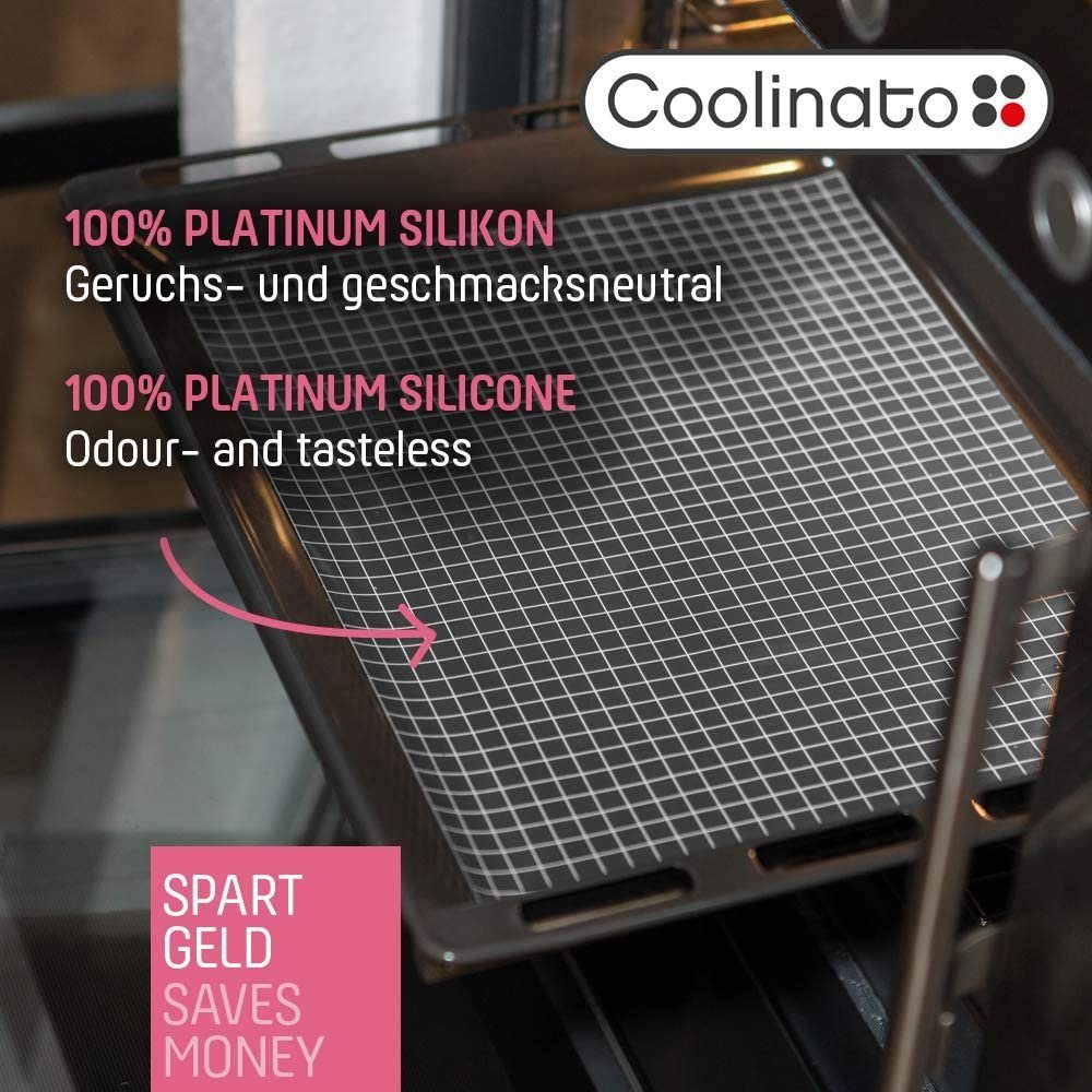 Coolinato 2tlg, rutschfest Backmatte Platin 100% Set Silikon,