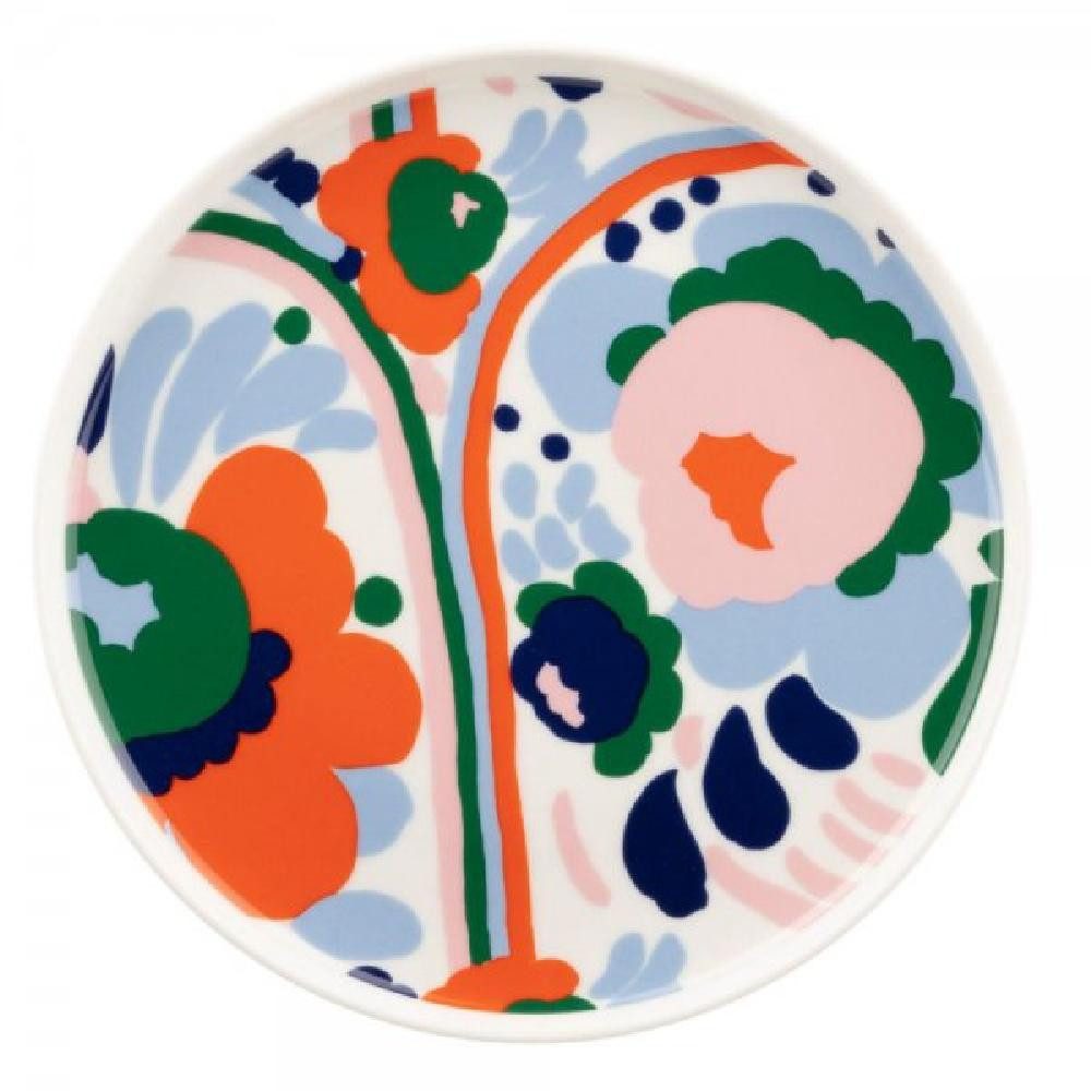Marimekko Тарелка для завтрака Тарелки Oiva Karuselli Weiß Dunkelblau Orange Rosa (20cm)