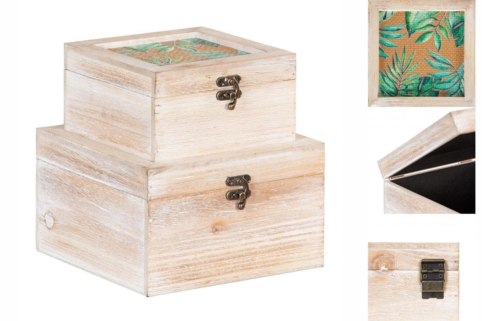 Bigbuy Dekoobjekt Dekorative Box Bettlaken Rattan 20 x 20 x 12 cm DMF 2 Stück