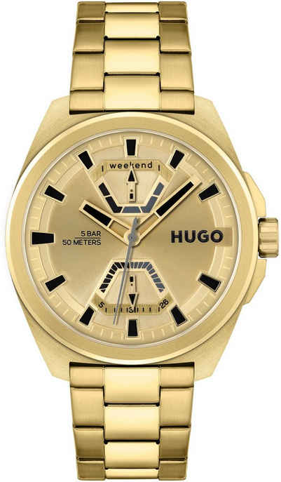 HUGO Multifunktionsuhr #EXPOSE, 1530243, Quarzuhr, Armbanduhr, Herrenuhr, Datum mit Tag und Wochentag