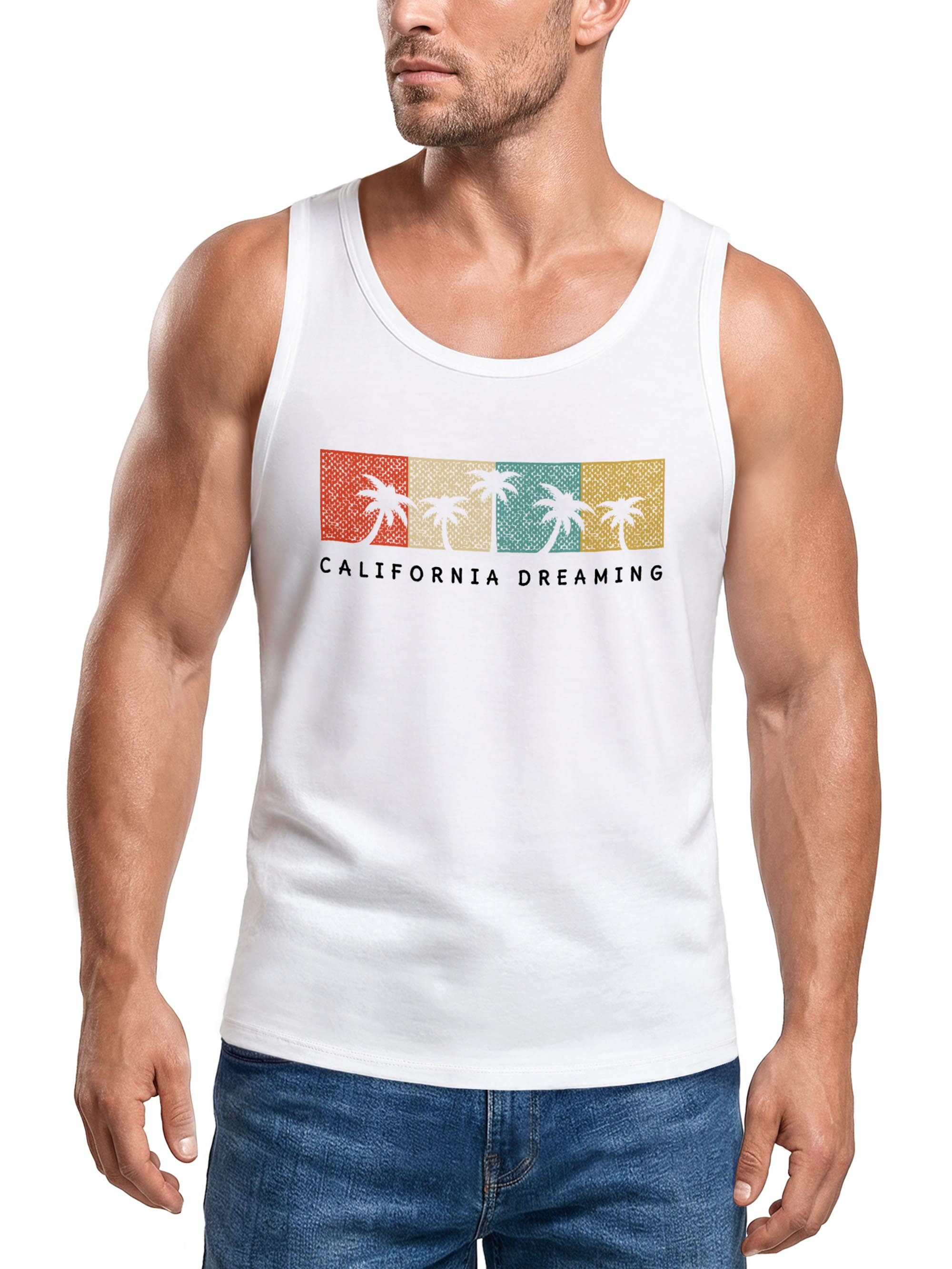 Neverless Tanktop Herren Tank Top California Dreaming Summer Party Palmen Palms Retro mit Print
