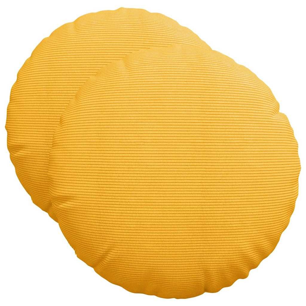 vidaXL Sitzauflage Sitzkissen 2 stk. Cordstoff Helles Gelb Ø50 x 19 cm, (2 St)