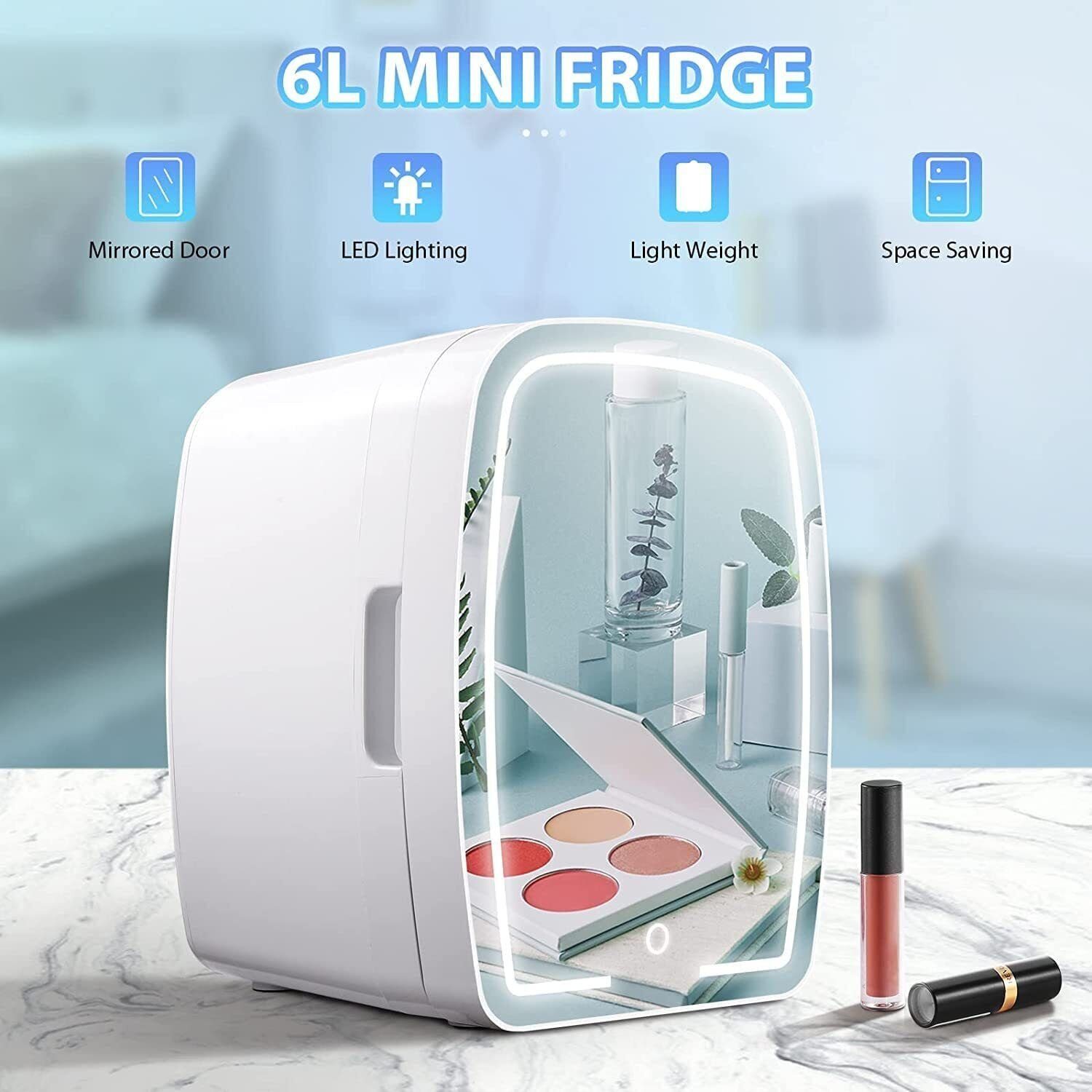 Kühlschrank Spiegel für mit Mini Auto Schminkschrank TACKLIFE 6L Camping