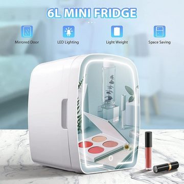 TACKLIFE Schminkschrank Mini Kühlschrank 6L für Auto Camping mit Spiegel