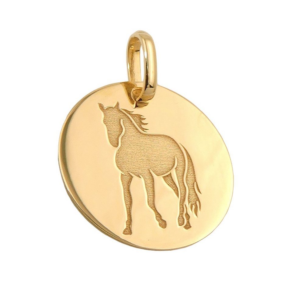 Erario D\'Or Kettenanhänger kleiner Goldanhänger Pferd glänzend 9Kt GOLD