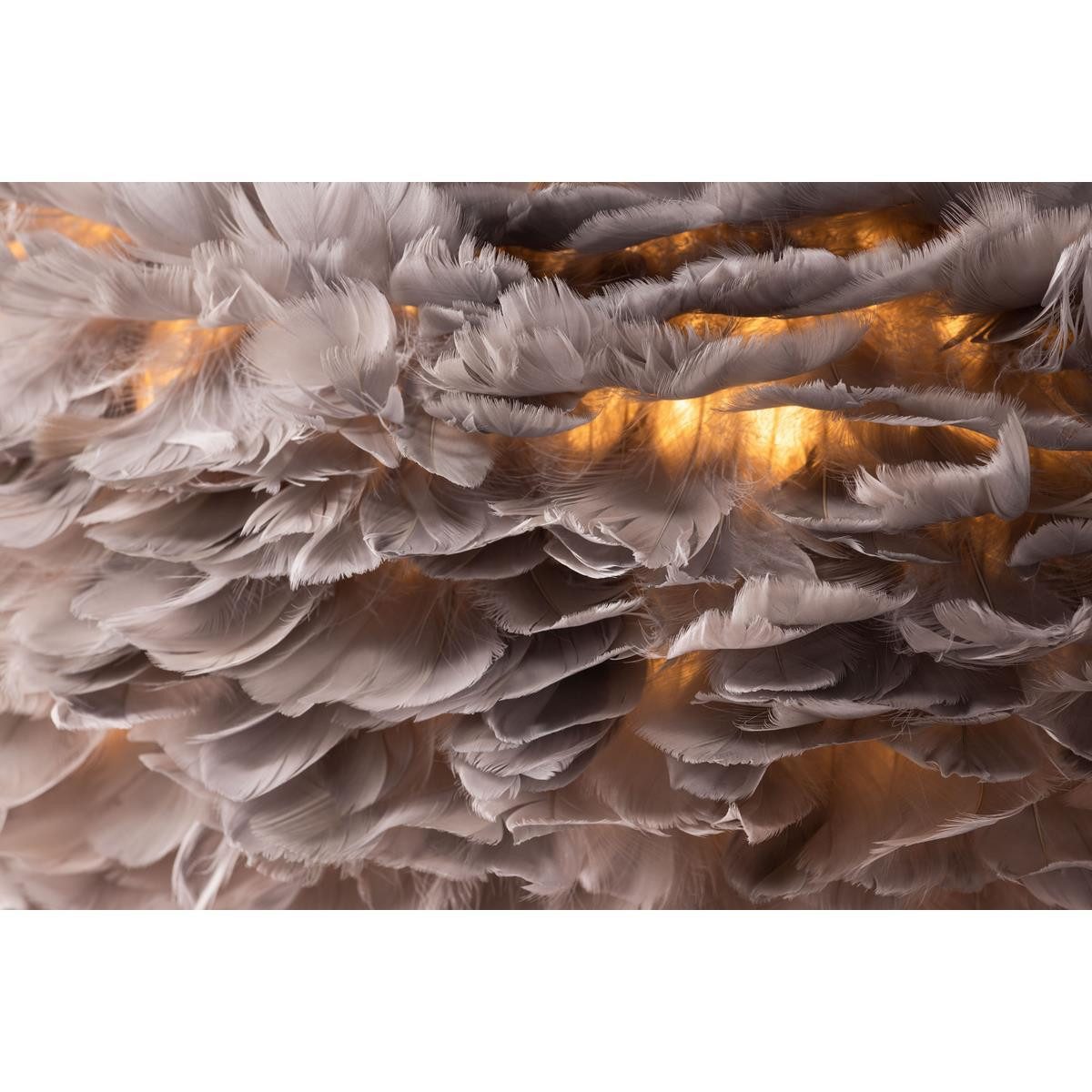 BOURGH Lampenschirm NICI Feder Lampe 75x75cm - Hängeleuchte / Pendelleuchte in grau, Lampenschirm aus Federn