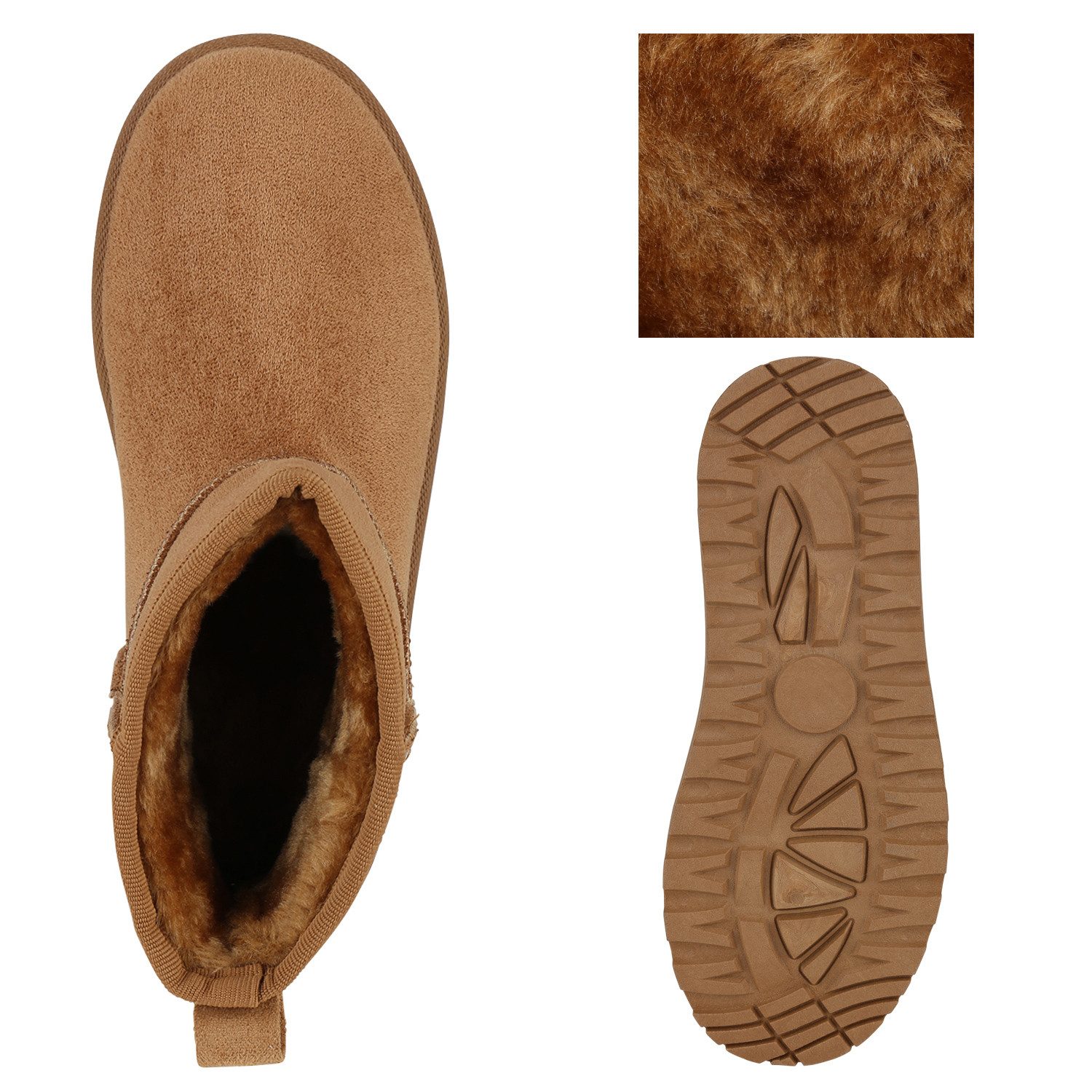 VAN HILL 840733 Plateaustiefelette Damen Warm Gefütterte Plateau Boots Bequeme Profi-Sohle