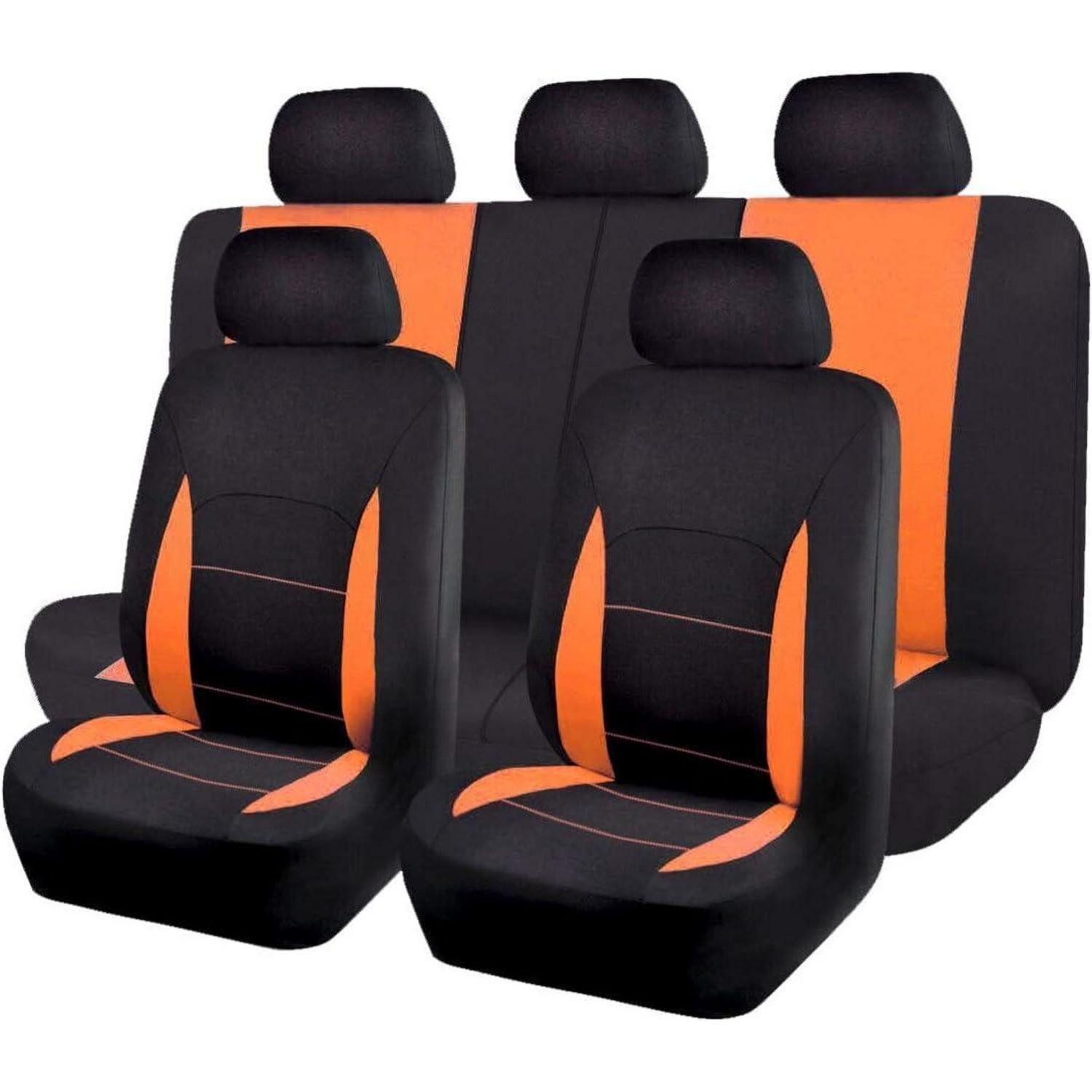 LuxusKollektion Autositzbezug Sitzbezüge Auto Universal Orange/Schwarz