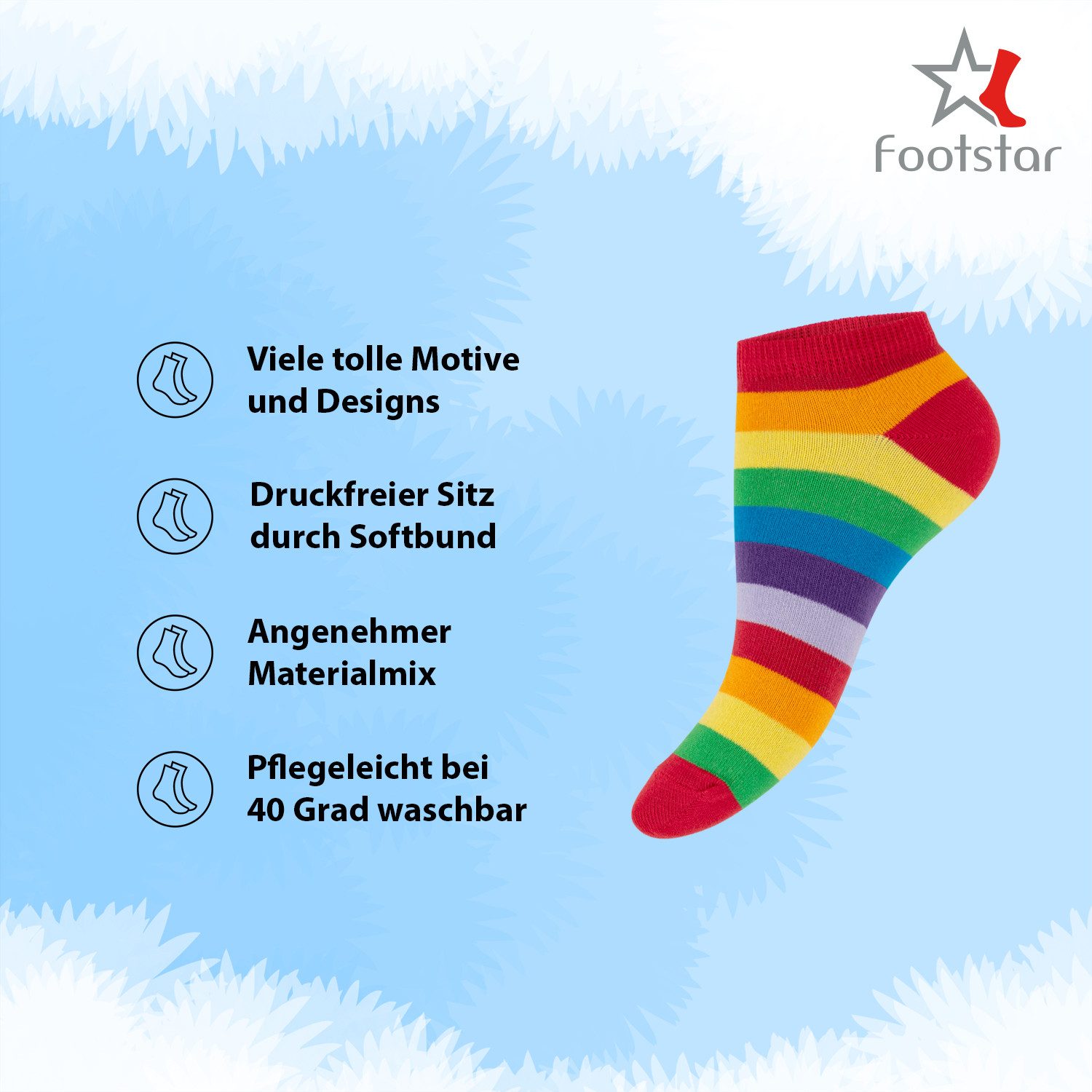Footstar Sneakersocken Süße Damen Sneaker Socken (8 Paar) Kurze Söckchen mit Muster