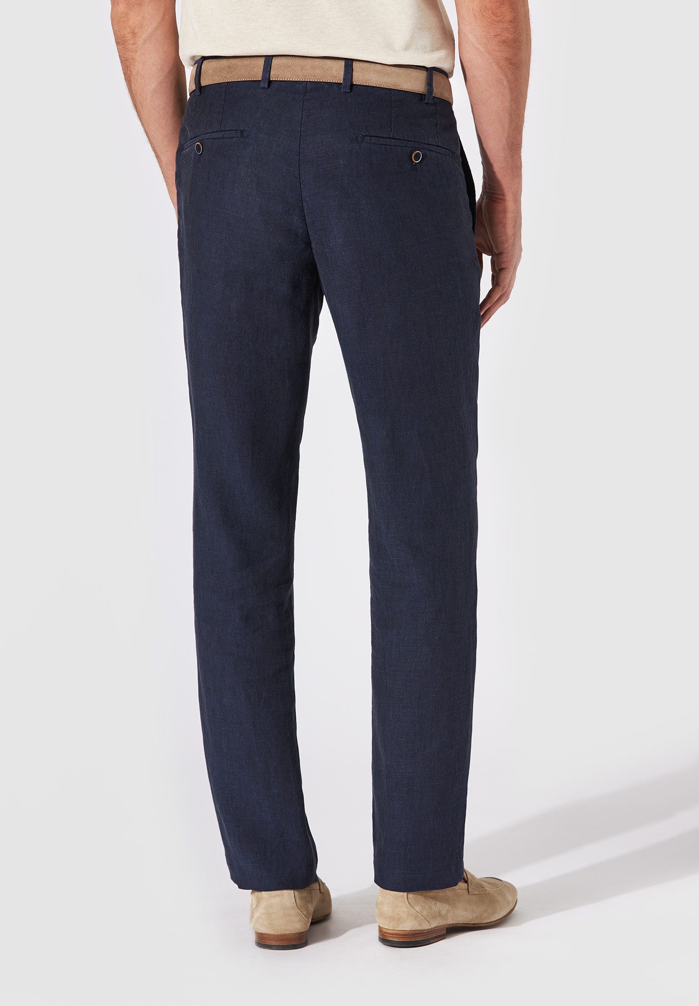 Hiltl Leinenhose Parma I Leinenhose Herren Regular Fit 100 Prozent Leinen, dunkelblau, Premium Leinen Chino aus 100% Leinen, atmungsaktive Sommerhose