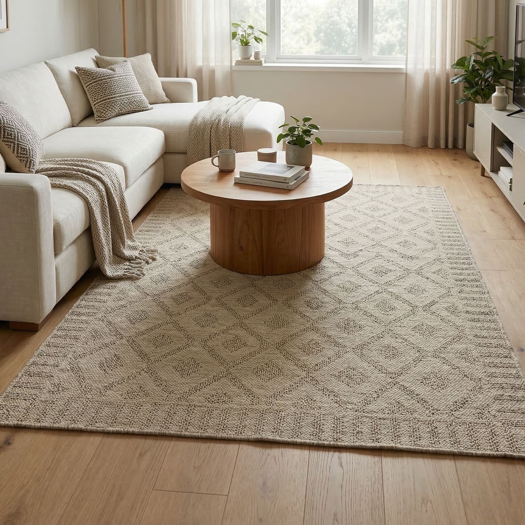 Dekoleidenschaft Outdoorteppich "Naturally" aus PP beige, 120x180 cm, Garten Balkon Teppich wetterfest, rechteckig, UV-beständig, schimmelresistent, wasserabweisend, schmutzabweisend