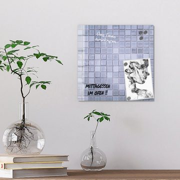 DEQORI Magnettafel 'Quadratische Fliesen', Whiteboard Pinnwand beschreibbar