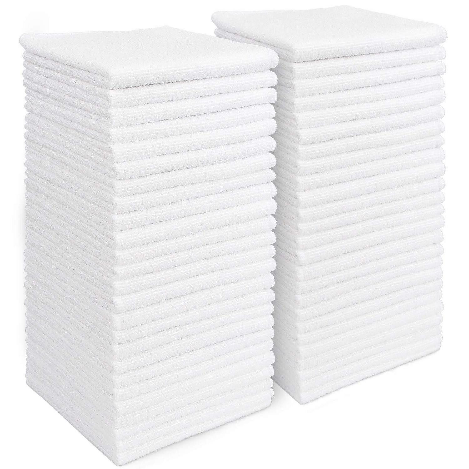 LuxusKollektion Mikrofasertücher Putzlappen fusselfrei 29x29cm 50 Stück Weiß Mikrofasertuch