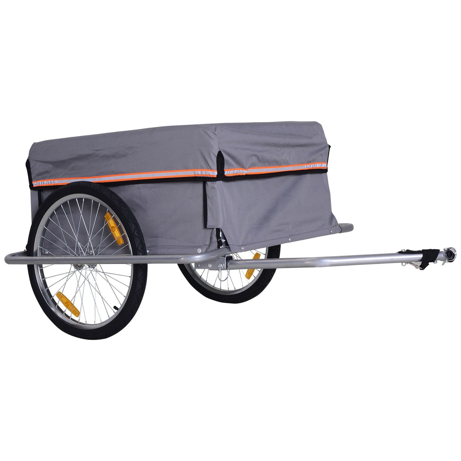 HOMCOM Fahrradlastenanhänger Transportanhänger Fahrrad, Grau 140 x 88 x 60 cm