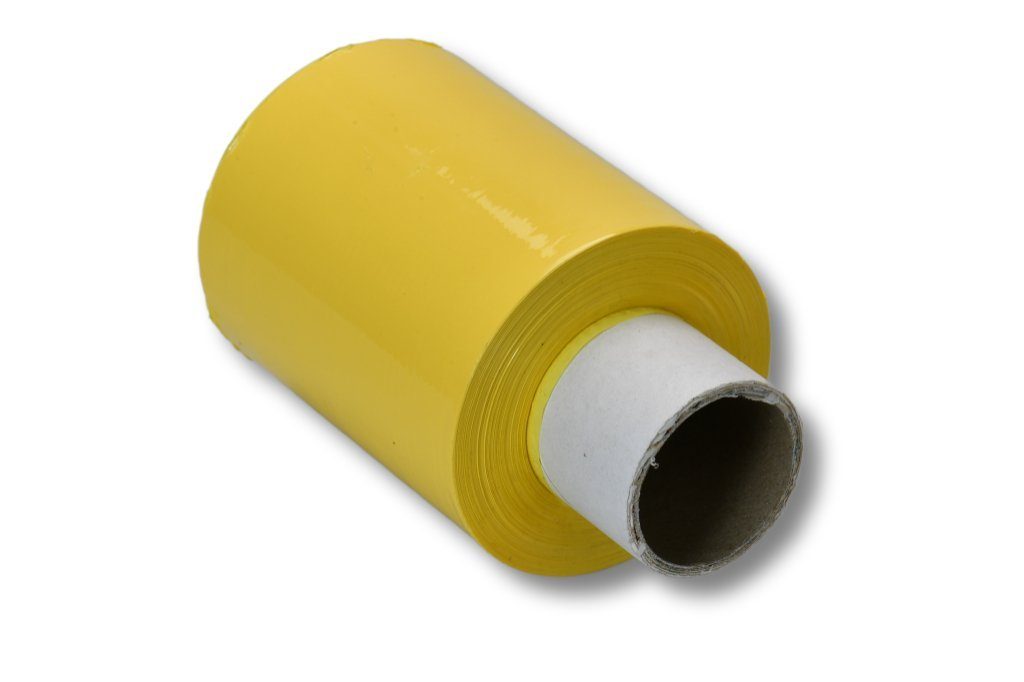 DM-Folien Baufolie 1 Rolle Mini Stretchfolie / 100mm x 150m / 23my / Farbe: gelb