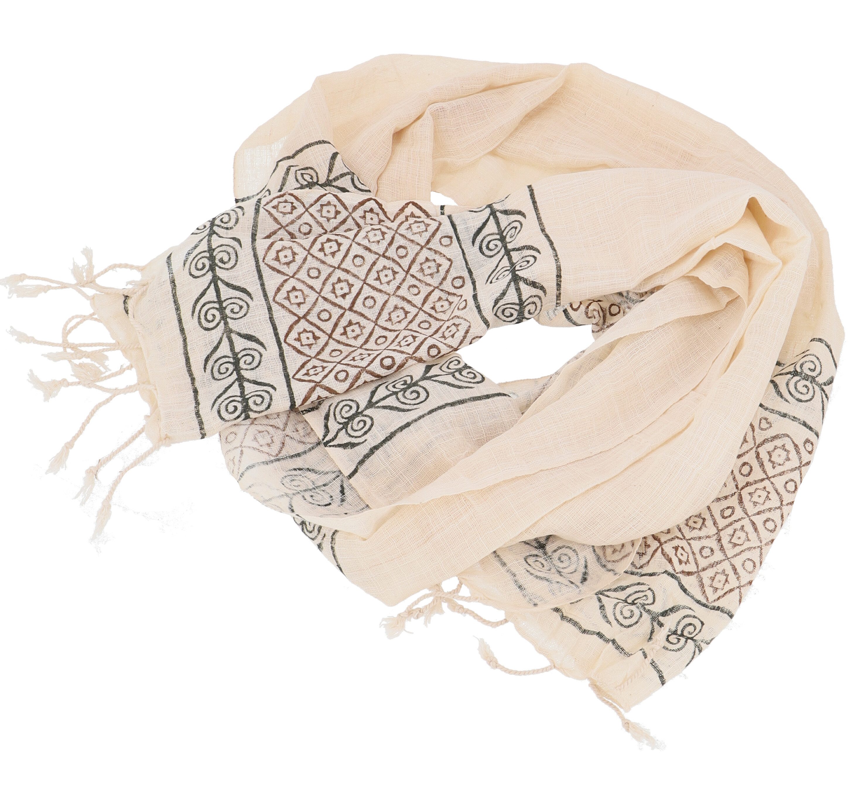 Guru-Shop Halstuch Handgewebtes Baumwolltuch mit Tribalmuster,..
