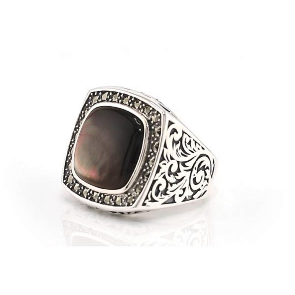 Cavill Silberring eleganter Perlmutt-Silberring mit 0,34 ct Markasit, Sterlingsilber (1-tlg)