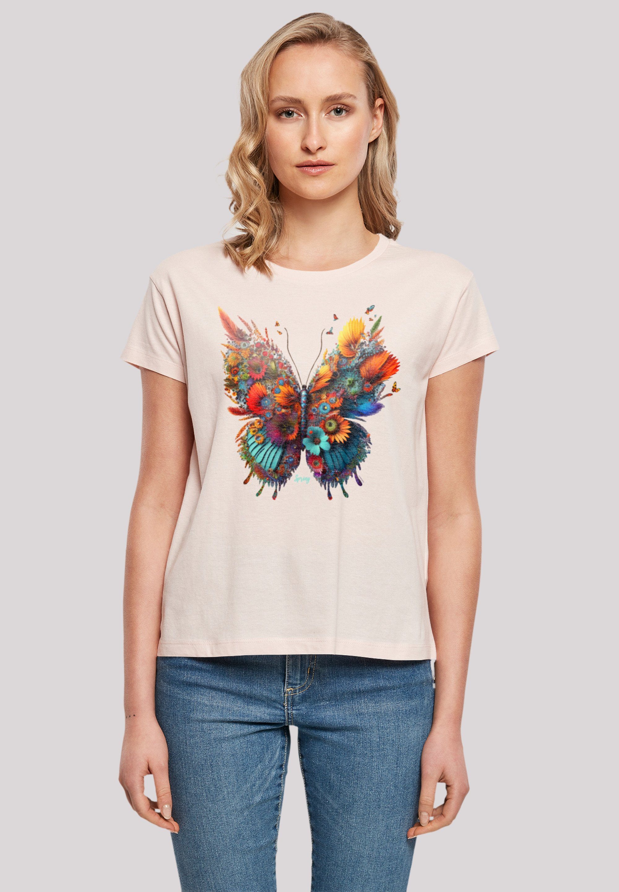 F4NT4STIC T-Shirt Schmetterling T-Shirt Print, Baumwolle, Tragekomfort aus Blume ultimativer