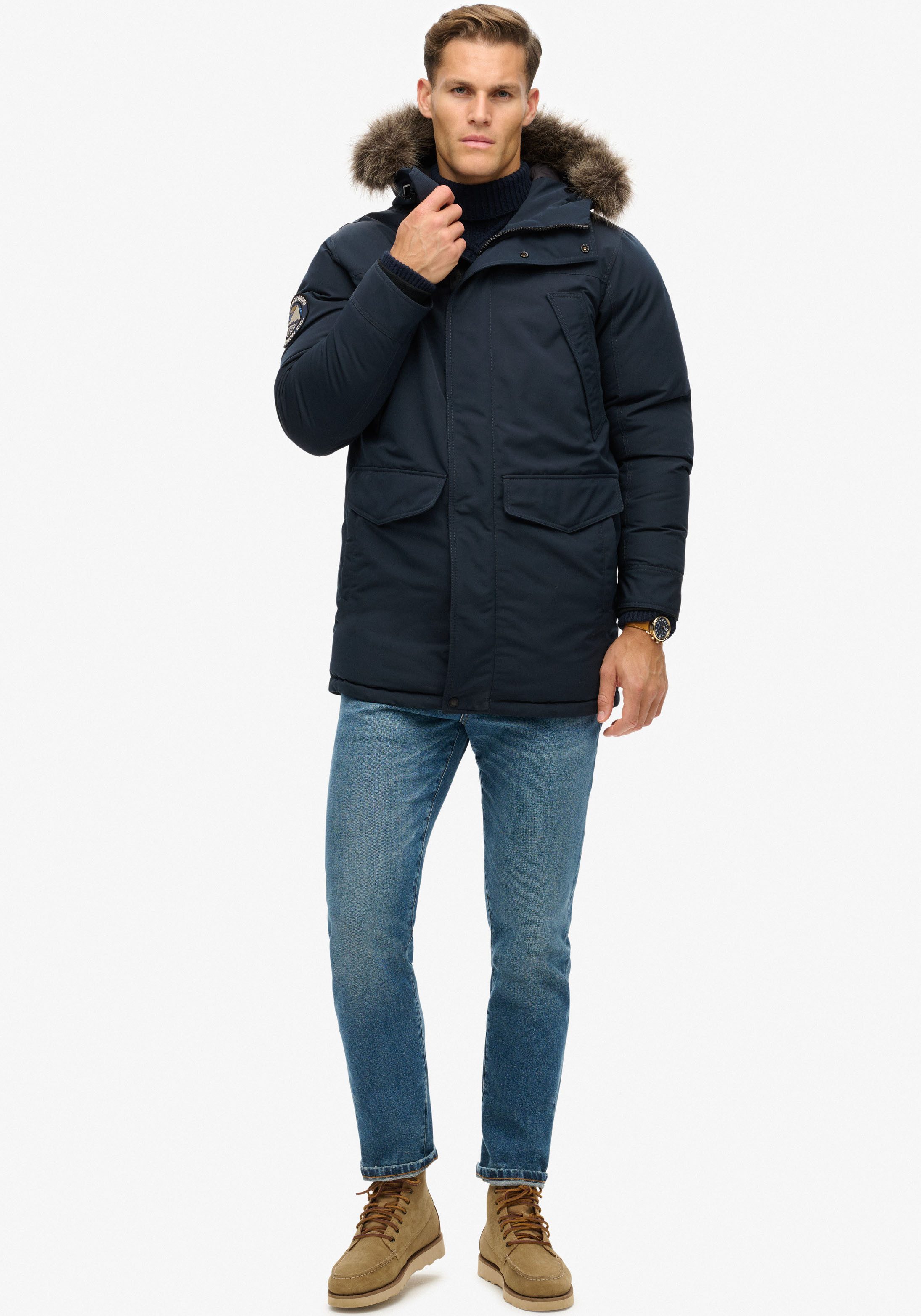 Superdry Parka EVEREST FAUX FUR PARKA JACKET Kunstfaser, loose fit