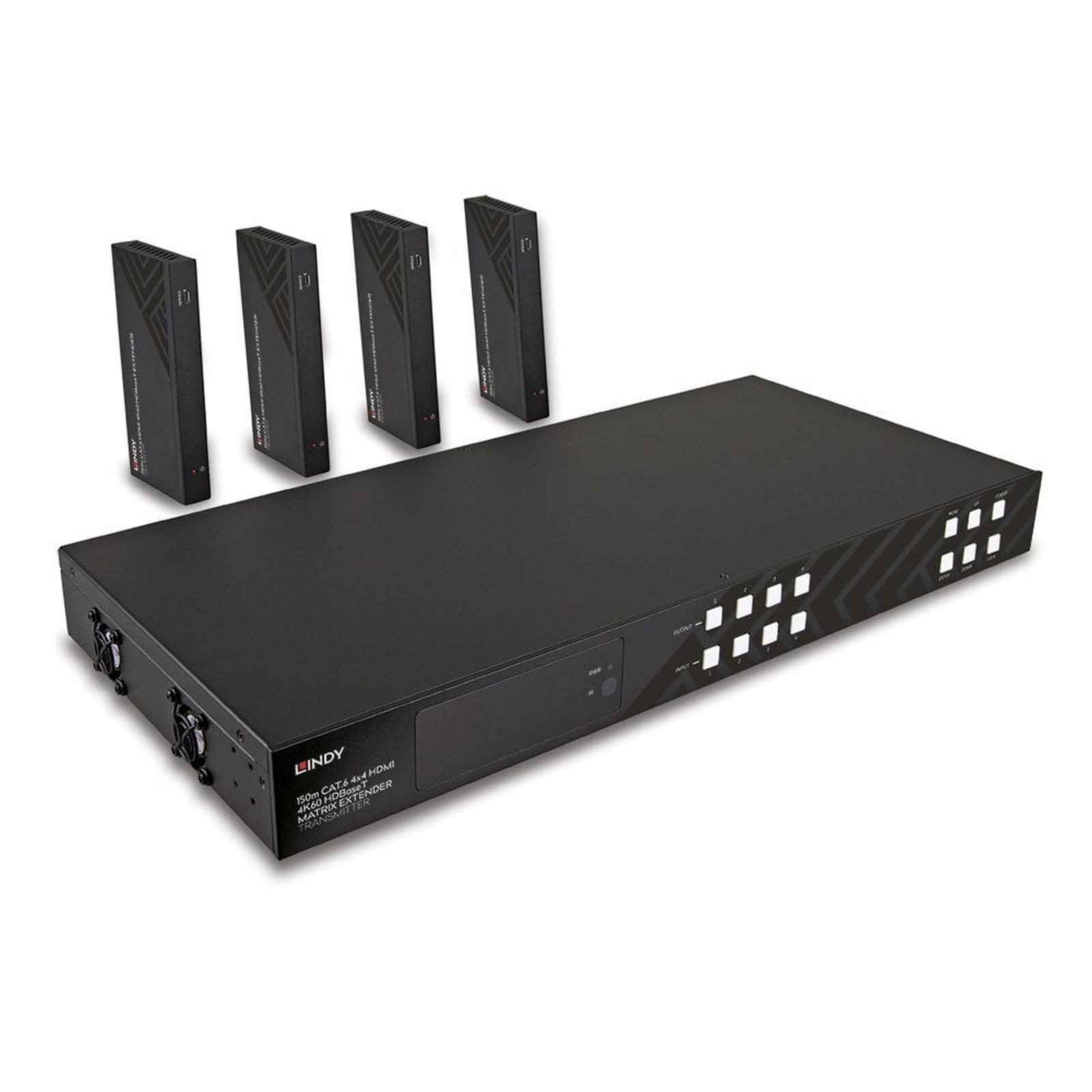 Lindy 38345 Audio-/Video-Leistungsverstärker AV-Sender & -Empfänger Schwarz Netzwerk-Adapter