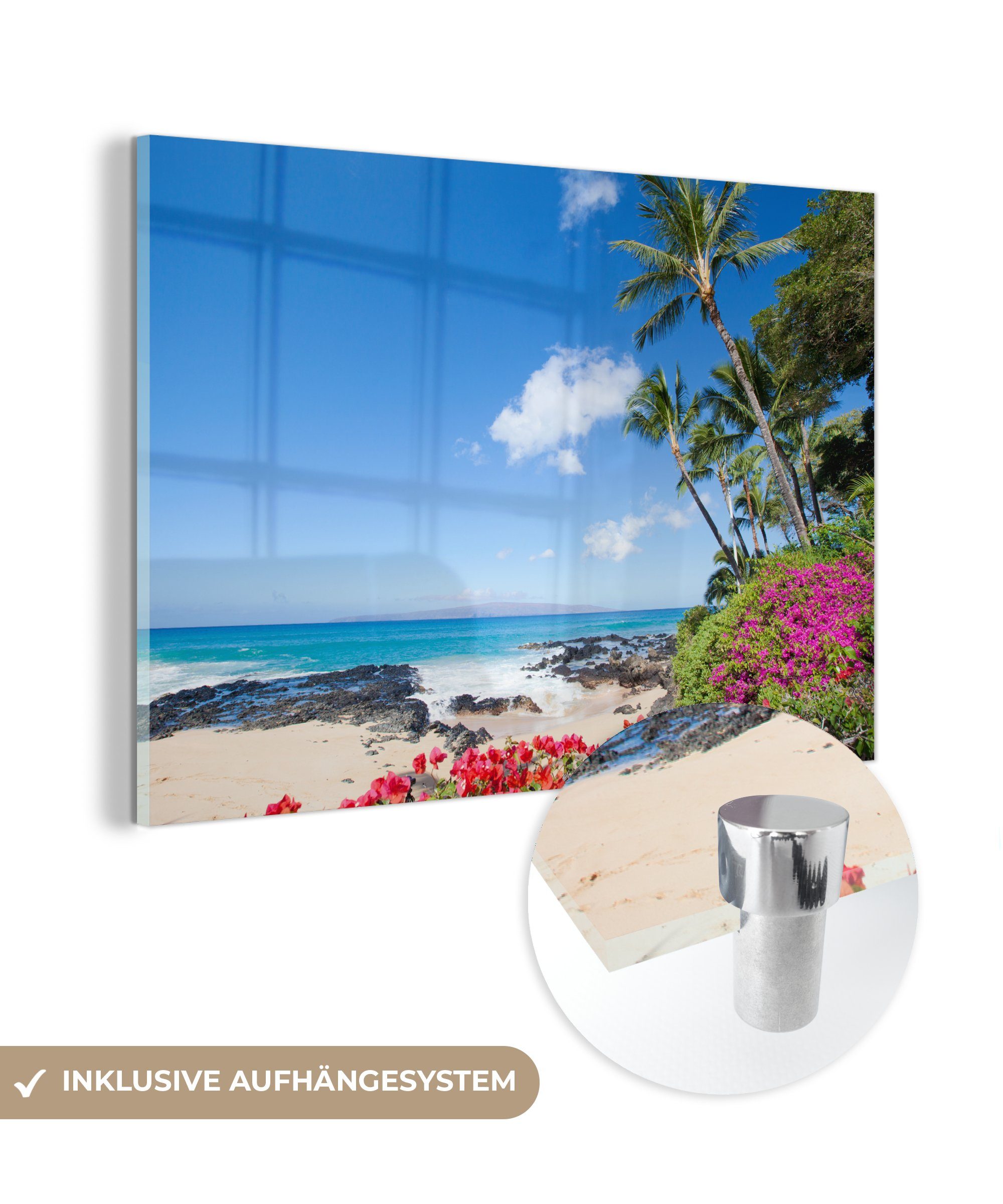 MuchoWow Acrylglasbild Bunte Blumen auf der tropischen Insel Maui, (1 St), Acrylglasbilder Wohnzimmer & Schlafzimmer