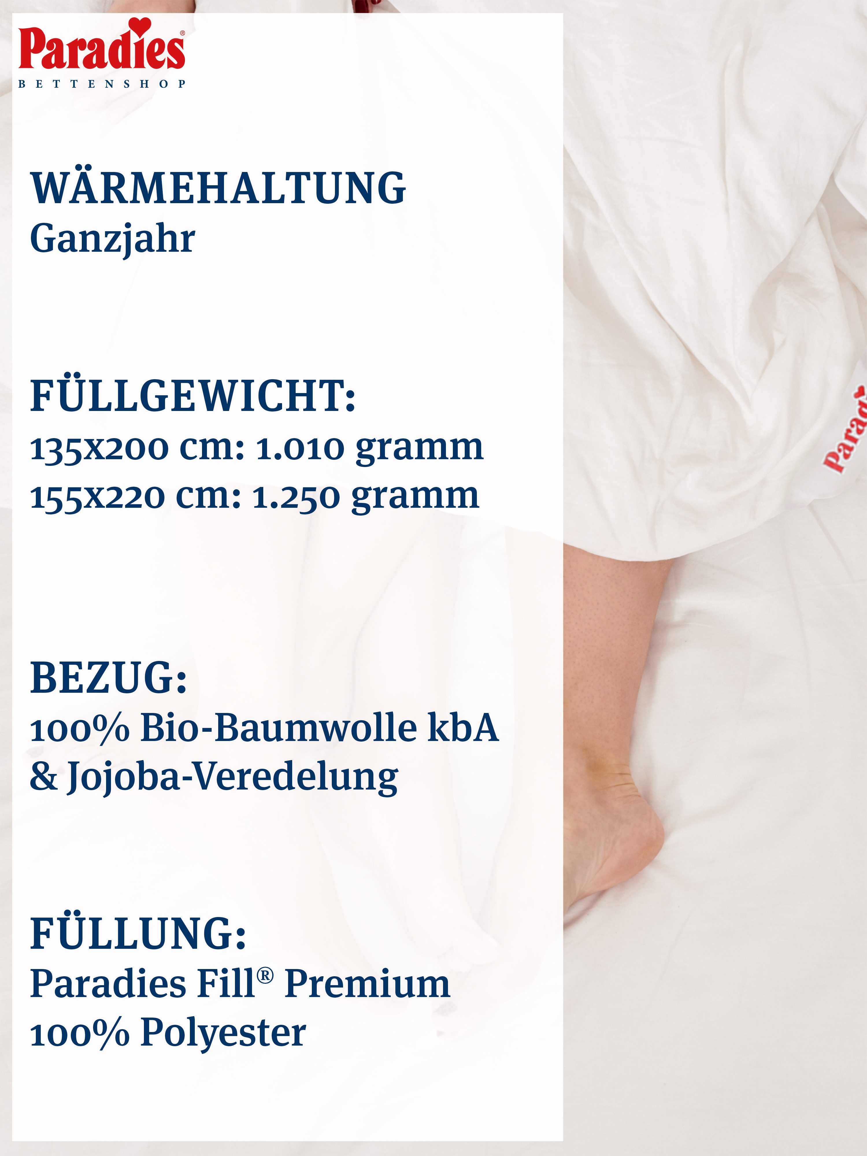 Paradies Kunstfaserbettdecke Runa Bio, Füllung: 100% günstig online kaufen