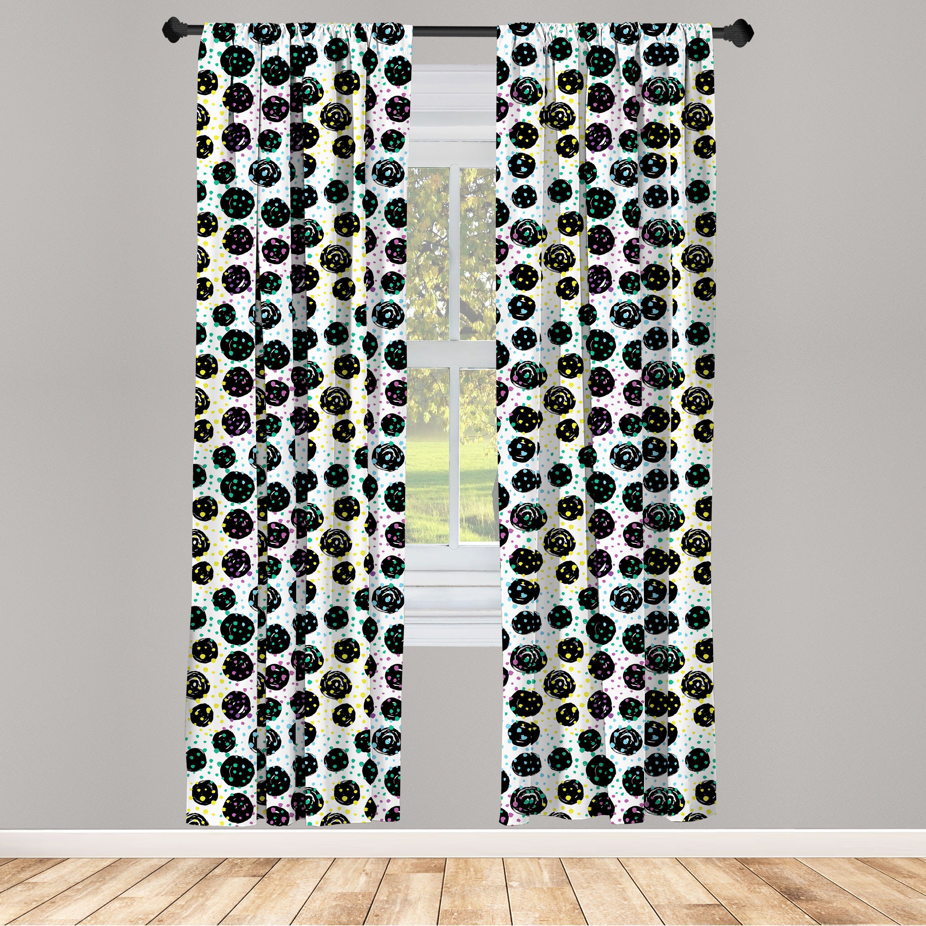 Gardine Vorhang für Wohnzimmer Schlafzimmer Dekor, Abakuhaus, Microfaser, Punktmuster Kreative Zusammenfassung Spots