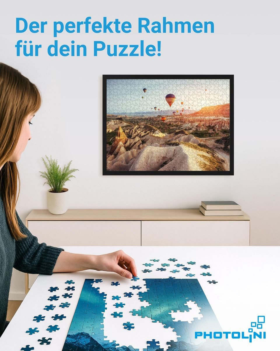 PHOTOLINI Bilderrahmen für Puzzle, Puzzlerahmen mit Acrylglas zum Aufhängen, für 1 Bilder (1 Einzelrahmen), 1000 Teile im Endformat 48x64 cm – Bild 2 von 5