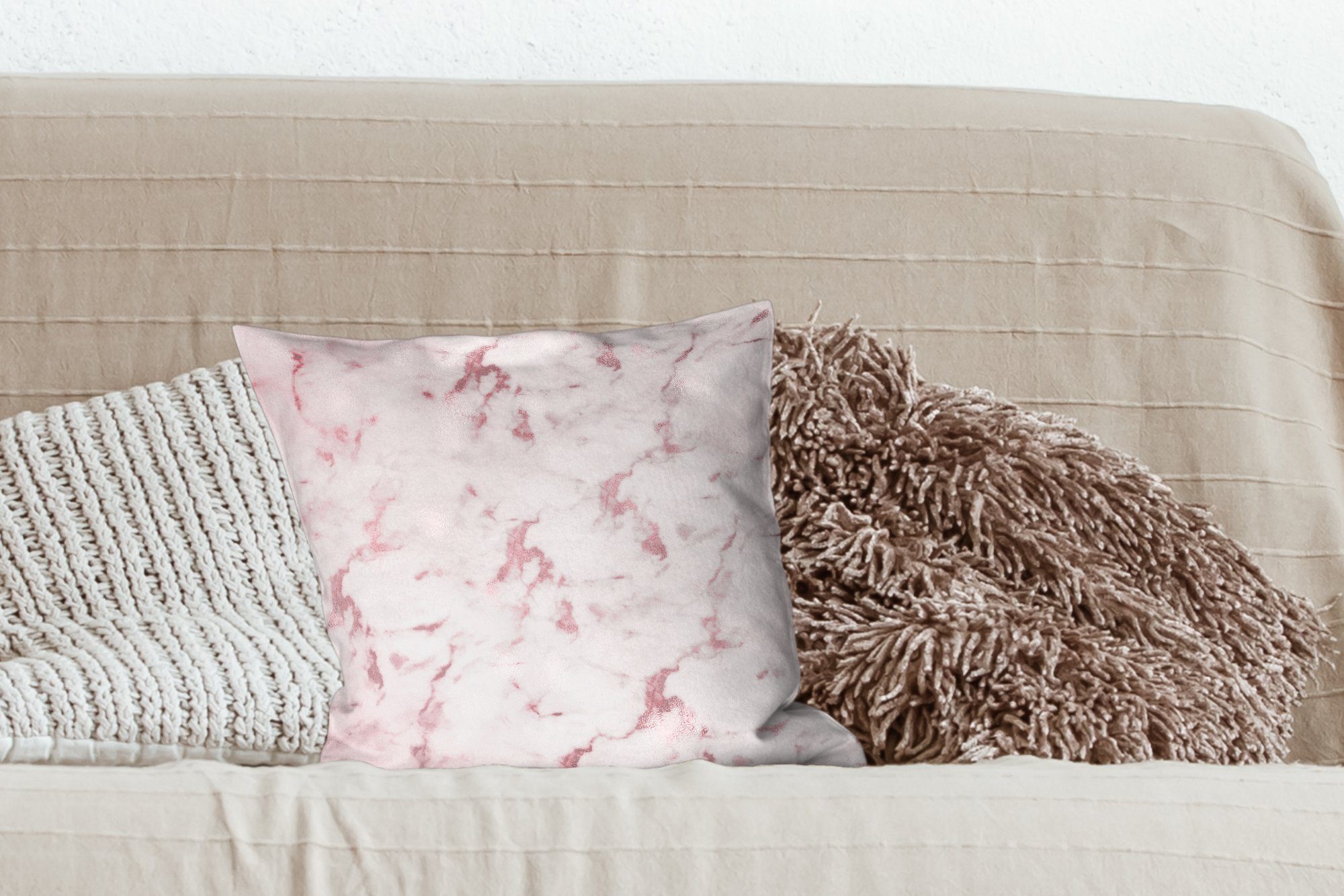 MuchoWow Dekokissen Marmor Zierkissen mit Wohzimmer, - Füllung - Sofakissen - Schick Rose Design, für Deko, Schlafzimmer