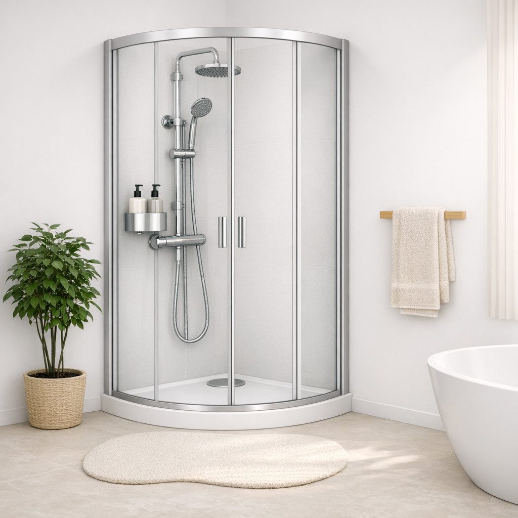 welltime Runddusche Summer, BxT: 80x80 cm, Einscheibensicherheitsglas, Hohe 190 cm, 6mm ESG, Easy Clean, verbessertes Rollensystem