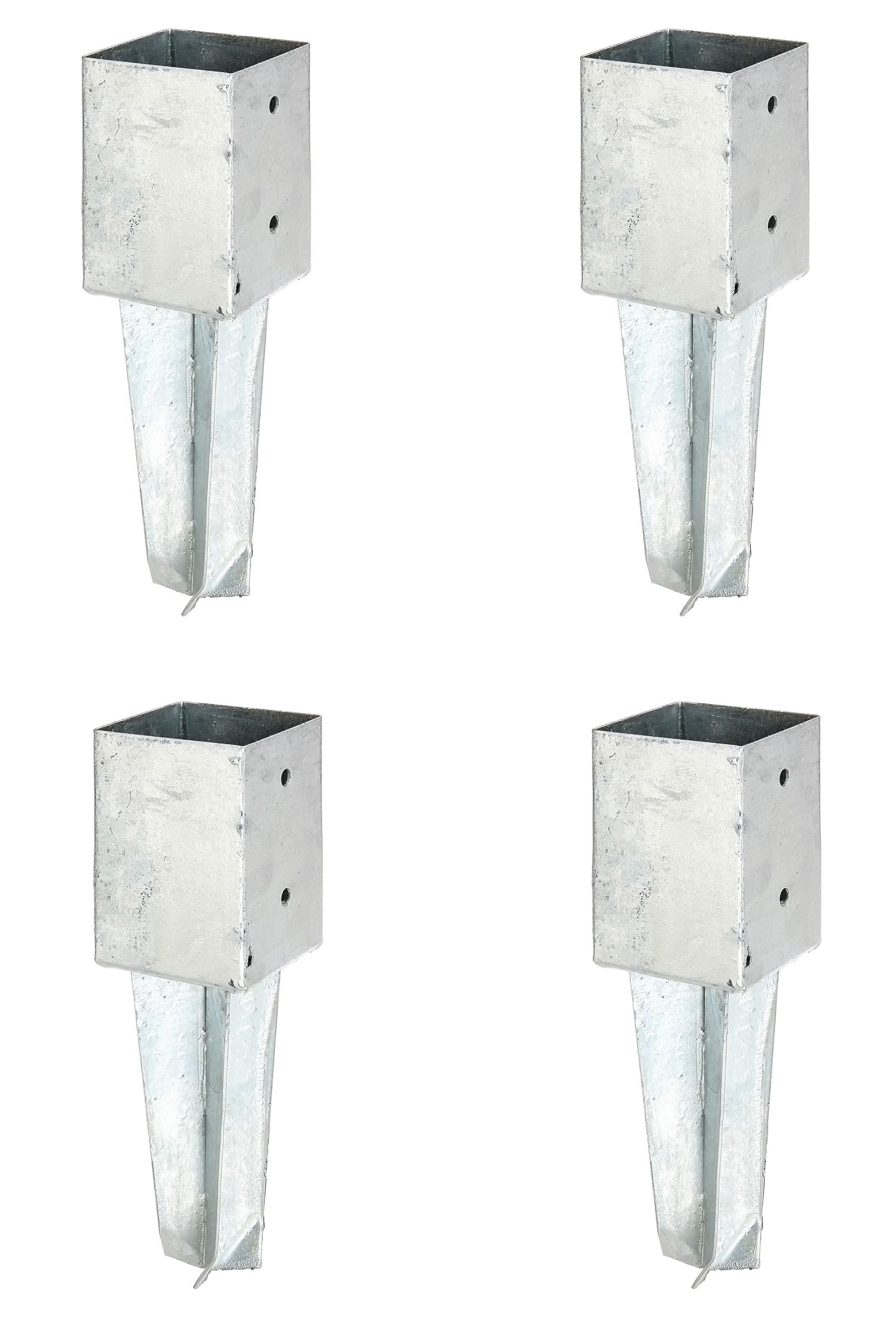 Alberts Pfostenträger Alberts 4 x Bodenhülse für Vierkantholzpfosten, 91x91 mm, feuerverzink, (4-St), Alberts Bodenhülse für Vierkantholzpfosten im Bundle, feuerverzinkt, z